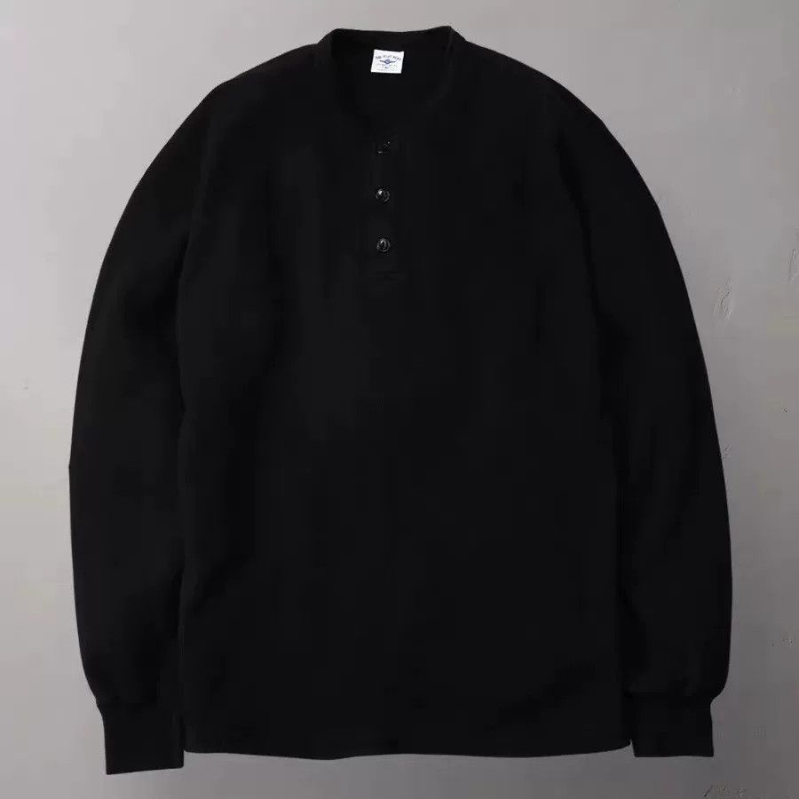The Flat Head Vintage Black Waffle Henley Long Sleeve Shirt Size US XXS / EU 40 - 4 Thumbnail