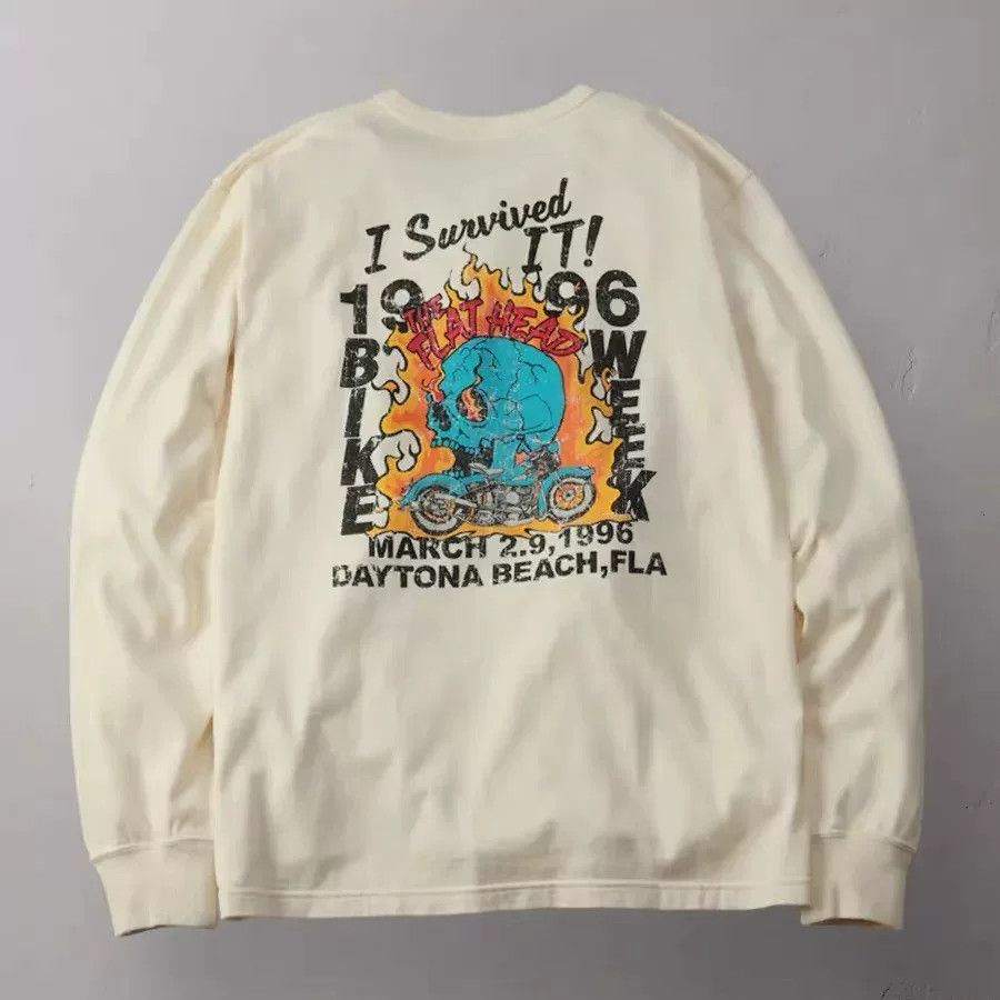 The Flat Head Vintage Thick Long Sleeve T-Shirt Size US XS / EU 42 / 0 - 3 Thumbnail