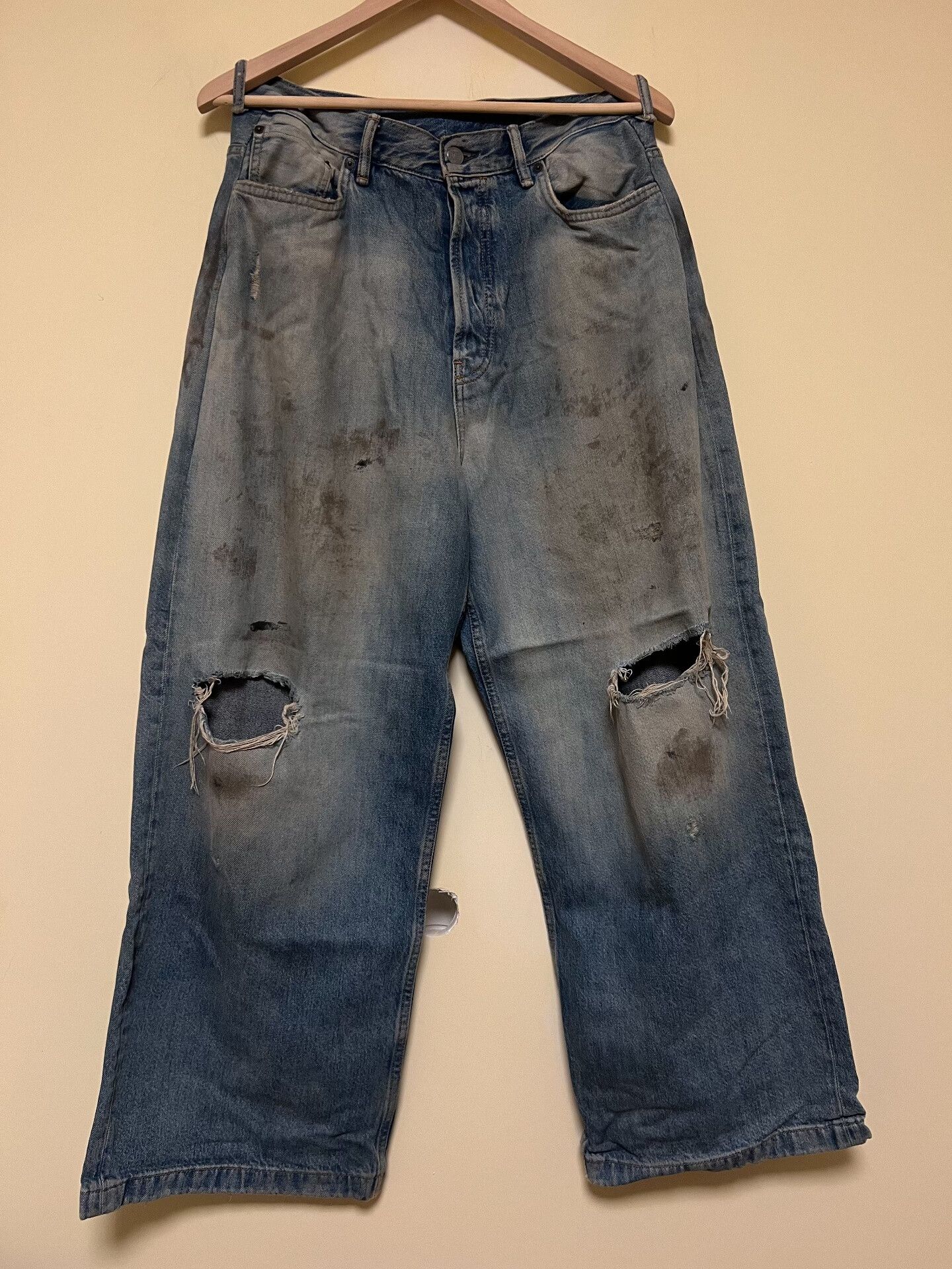 Acne Studios Acne Studios Distressed Denim Wide-Leg Pants Size US 32 / EU 48 - 5 Thumbnail