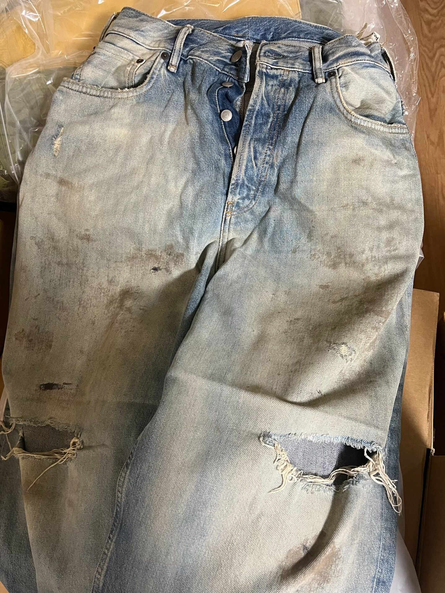 Acne Studios Acne Studios Distressed Denim Wide-Leg Pants Size US 32 / EU 48 - 2 Thumbnail