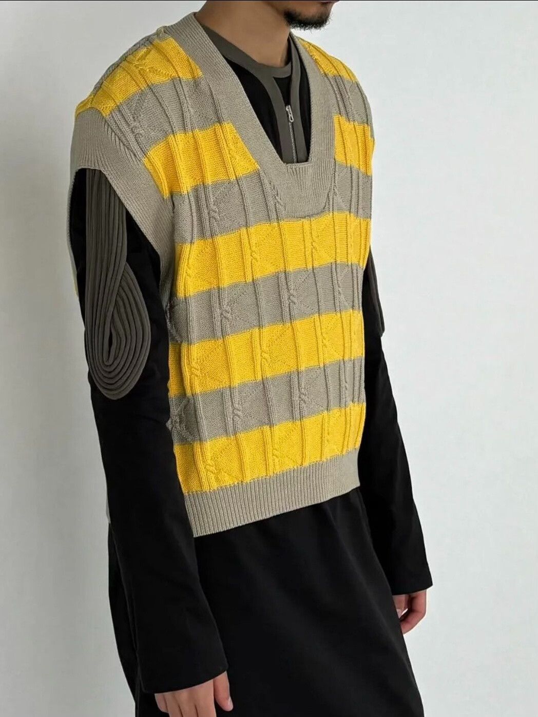 Kiko Kostadinov Kiko Kostadinov Yellow Stripe Vest Size L / US 10 / IT 46 - 5 Thumbnail