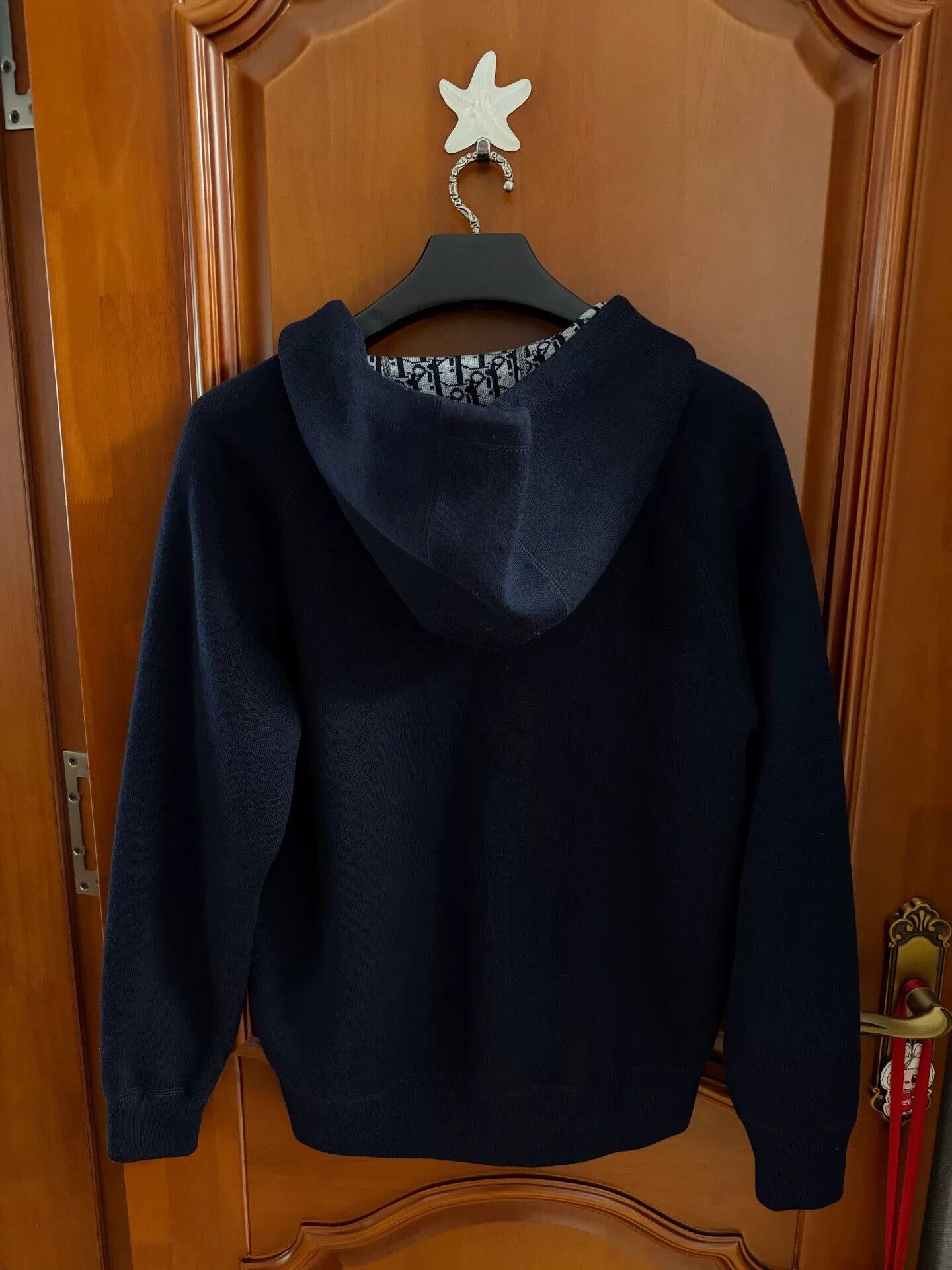 Dior Navy Hooded Cardigan with Signature Interior