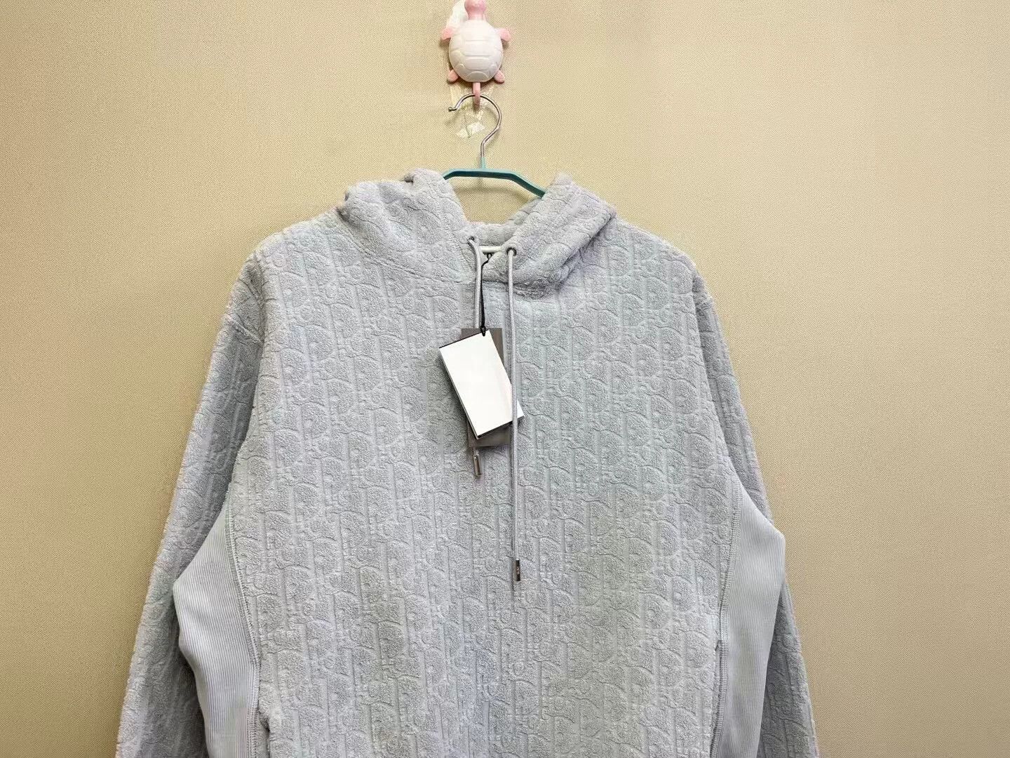 Dior grey logo hoodie with towel texture Size US L / EU 52-54 / 3 - 2 Thumbnail