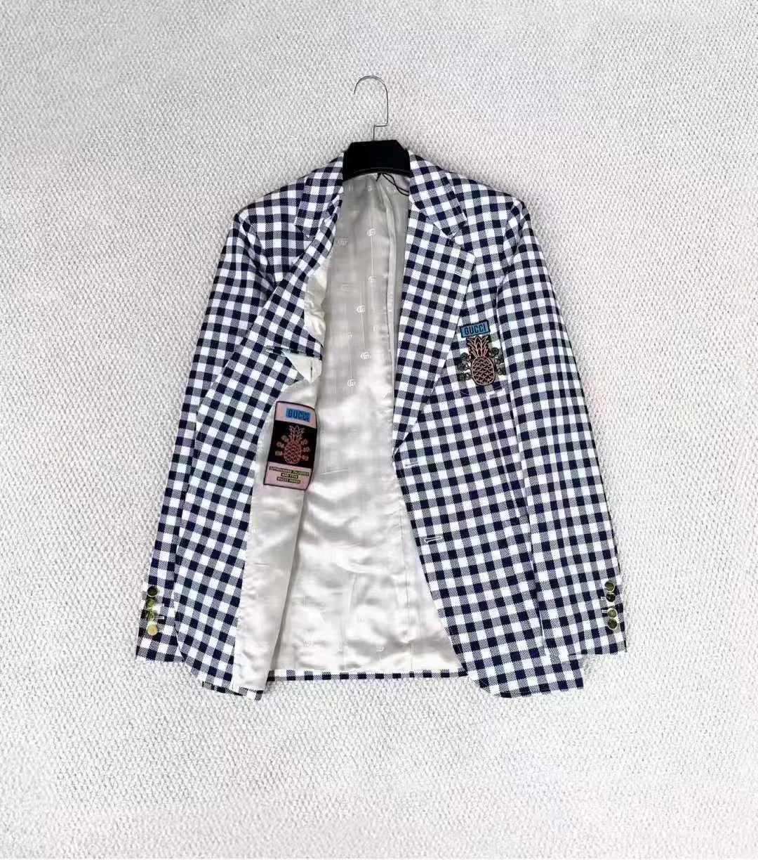 Gucci gucci blue and white checkered embroidered jacket Size US L / EU 52-54 / 3 - 6 Thumbnail