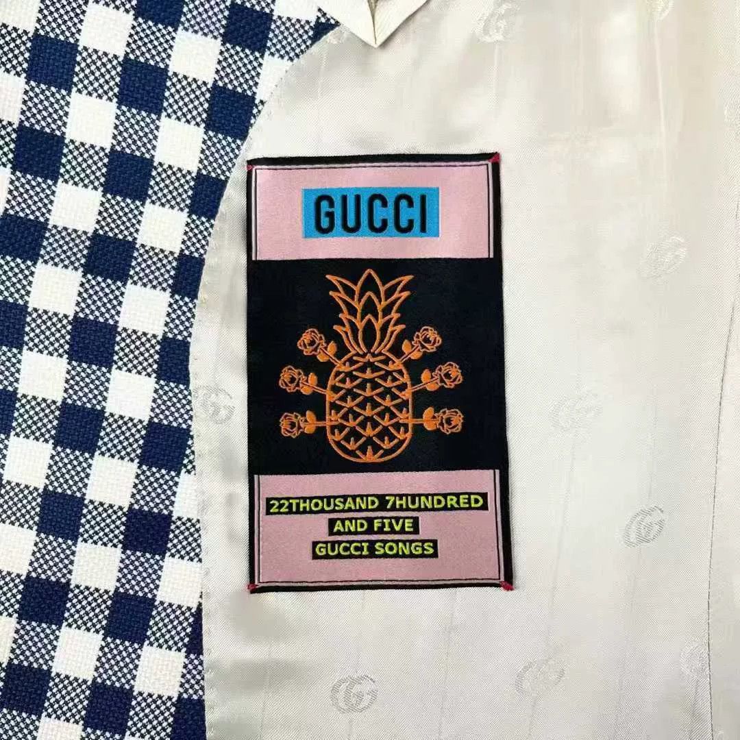 Gucci gucci blue and white checkered embroidered jacket Size US L / EU 52-54 / 3 - 4 Thumbnail