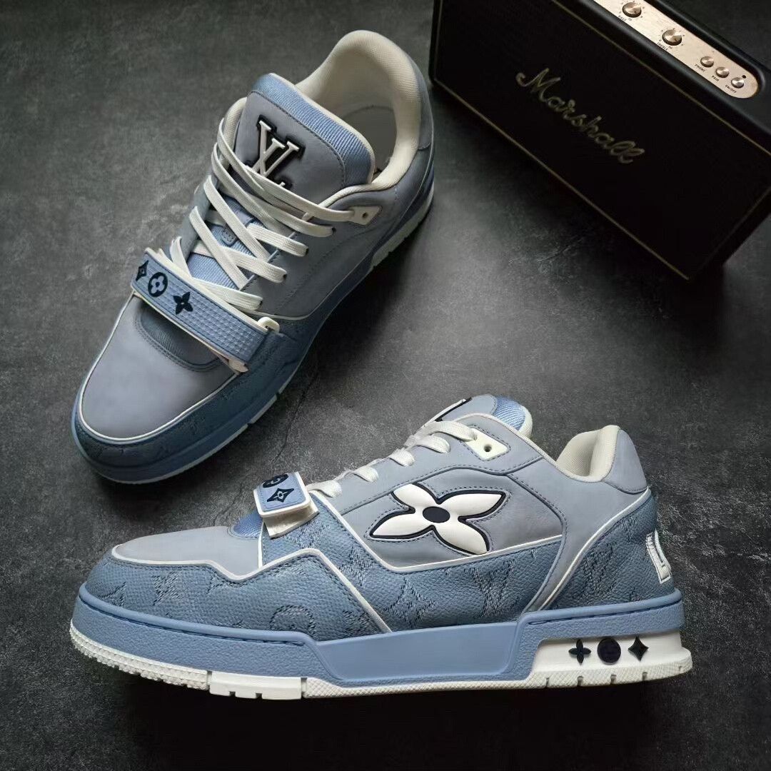 Louis Vuitton louis vuitton lv trainer blue and white sneakers Size US 9 / EU 42 - 4 Thumbnail