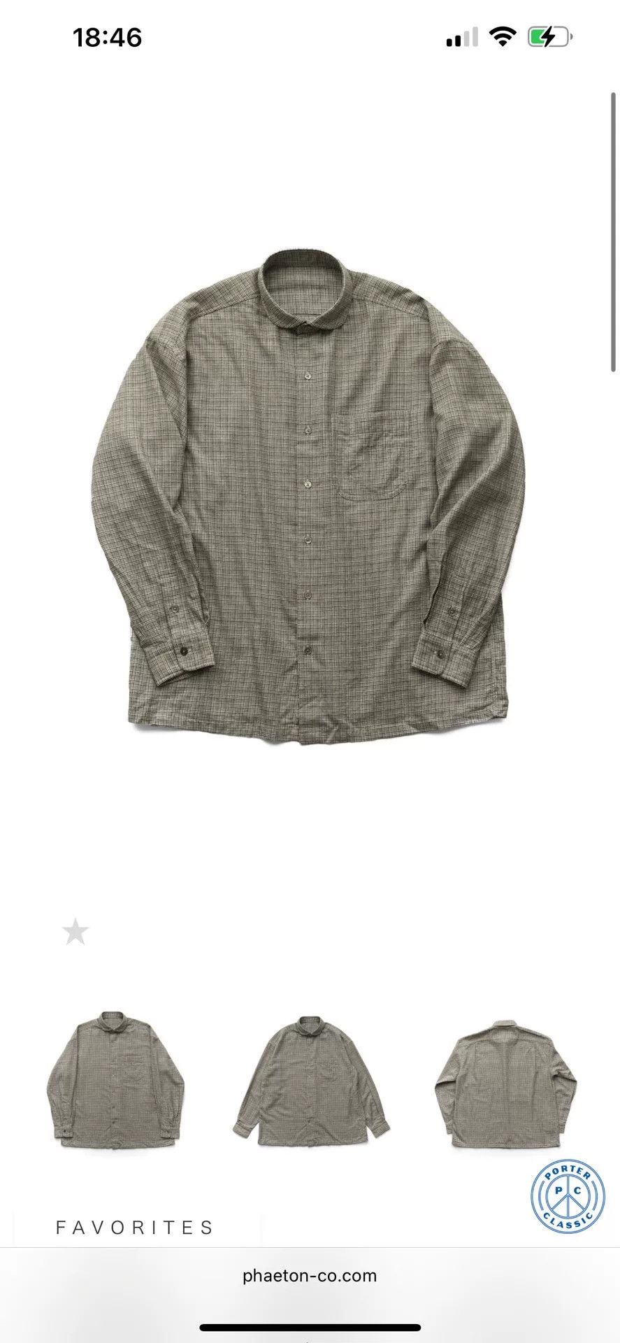 Porter Classic Cashmere Cotton Gold Check Shirt Size US M / EU 48-50 / 2 - 3 Thumbnail