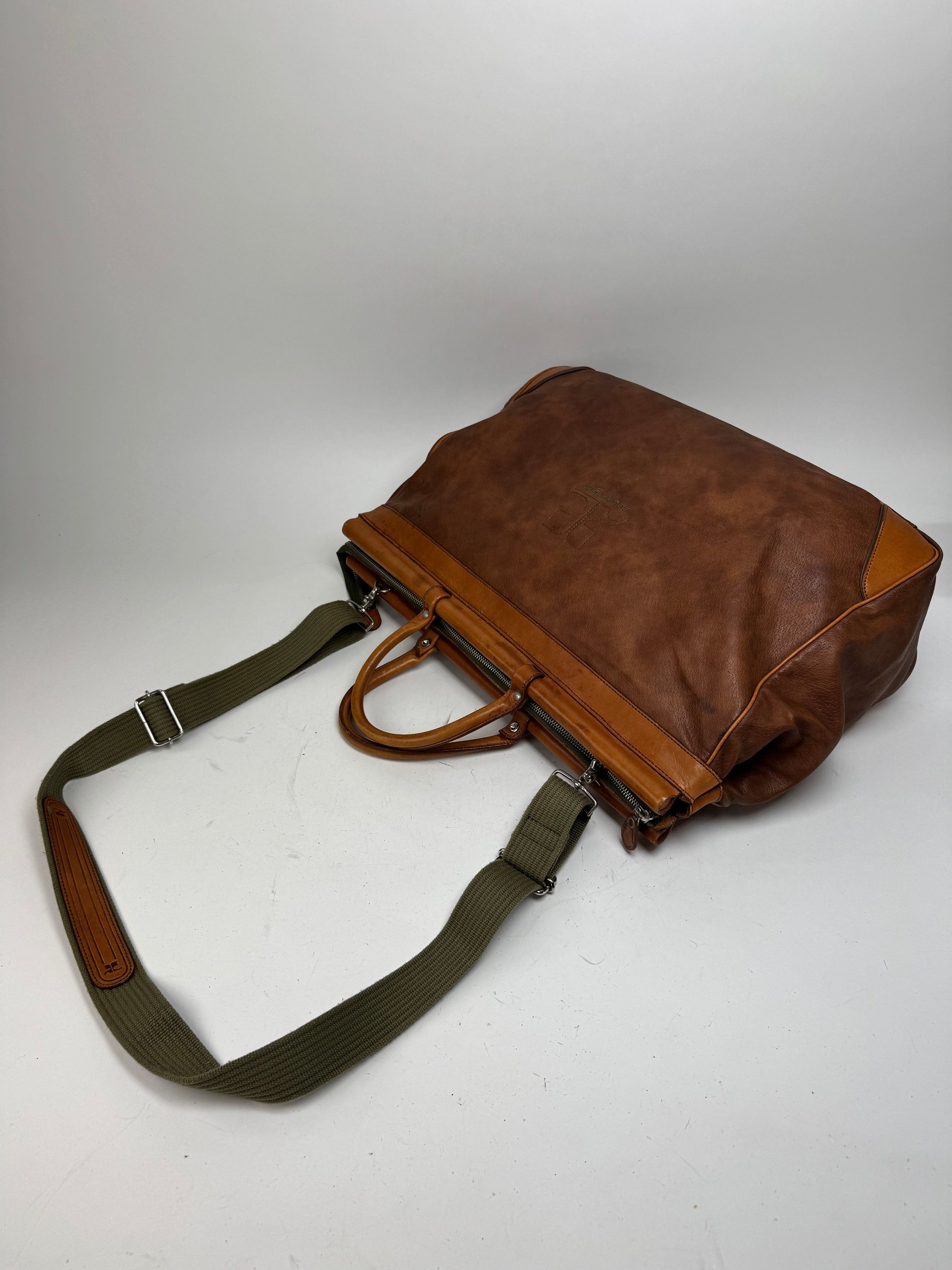 Courreges Vintage Leather Travel Bag Brown Size ONE SIZE - 10 Thumbnail