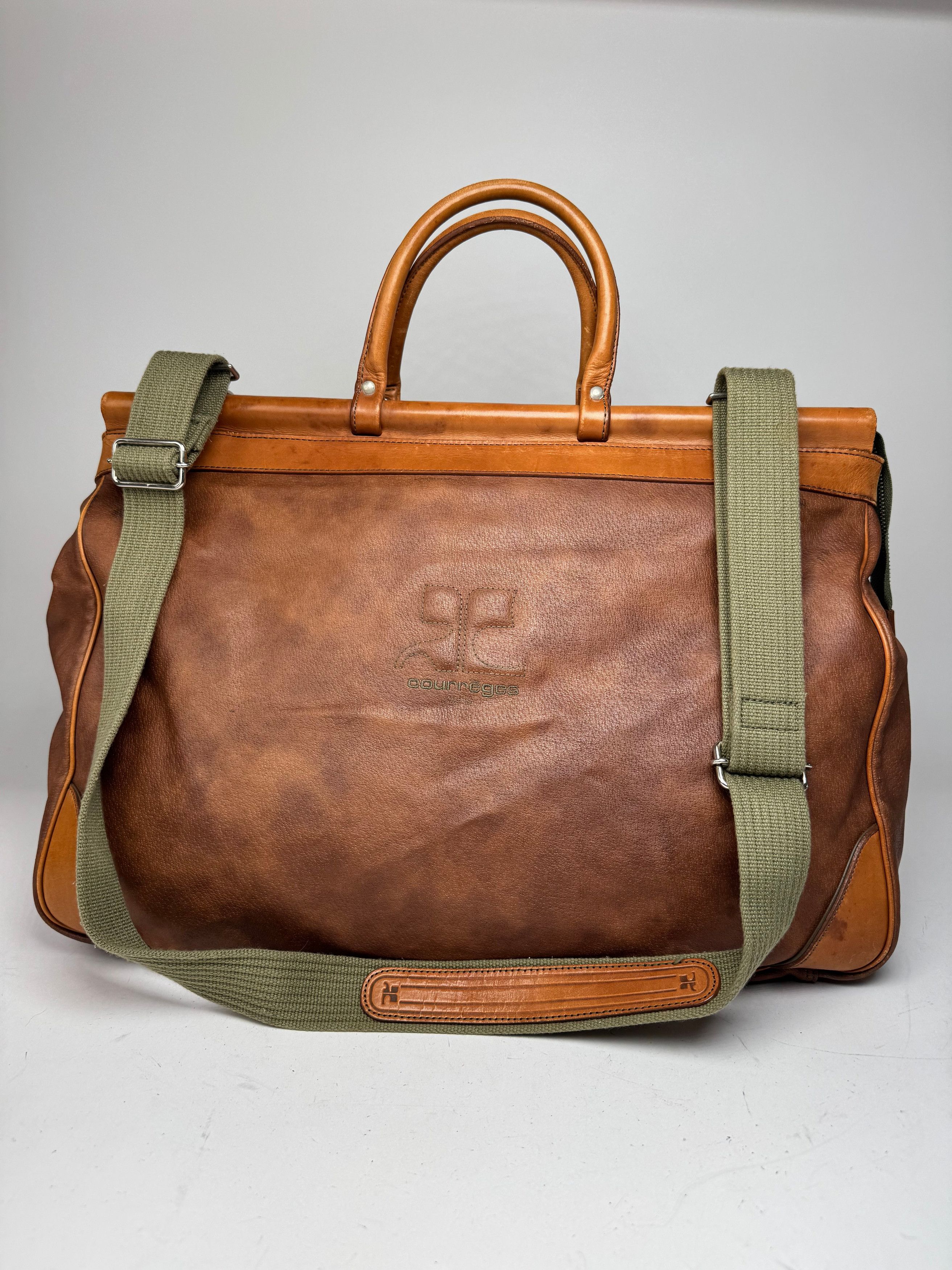 Courreges Vintage Leather Travel Bag Brown Size ONE SIZE - 5 Thumbnail