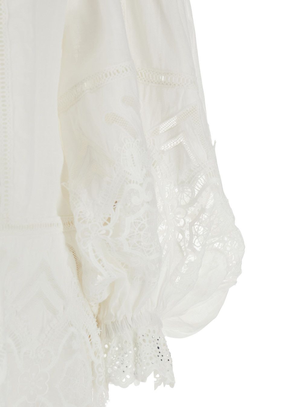 CAMILLA Off Shoulder Top with All-Over Embroidery in White Linen for Women Size XS / US 0-2 / IT 36-38 - 2 Thumbnail