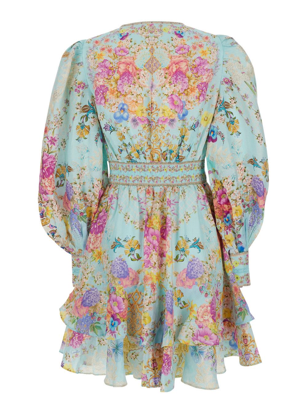 CAMILLA Dress with Long Balloon Sleeves 'Floral' in Multicolor Linen Blend for Women Size S / US 4 / IT 40 - 2 Thumbnail