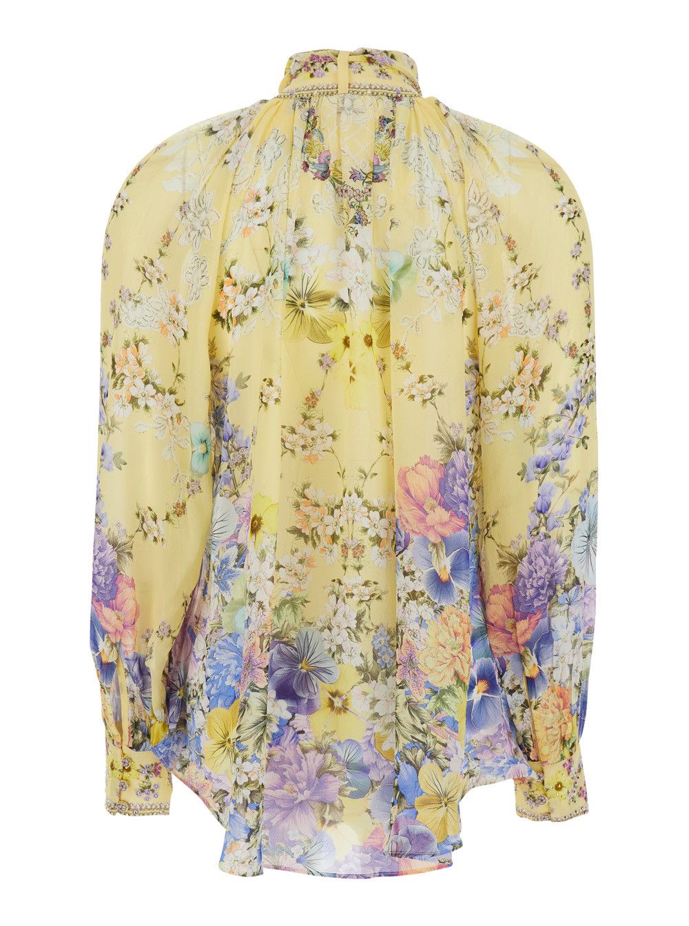 CAMILLA Multicolor Blouse with Removable Pussybow Collar and All-Over Floral Motif in Silk for Women Size M / US 6-8 / IT 42-44 - 2 Thumbnail