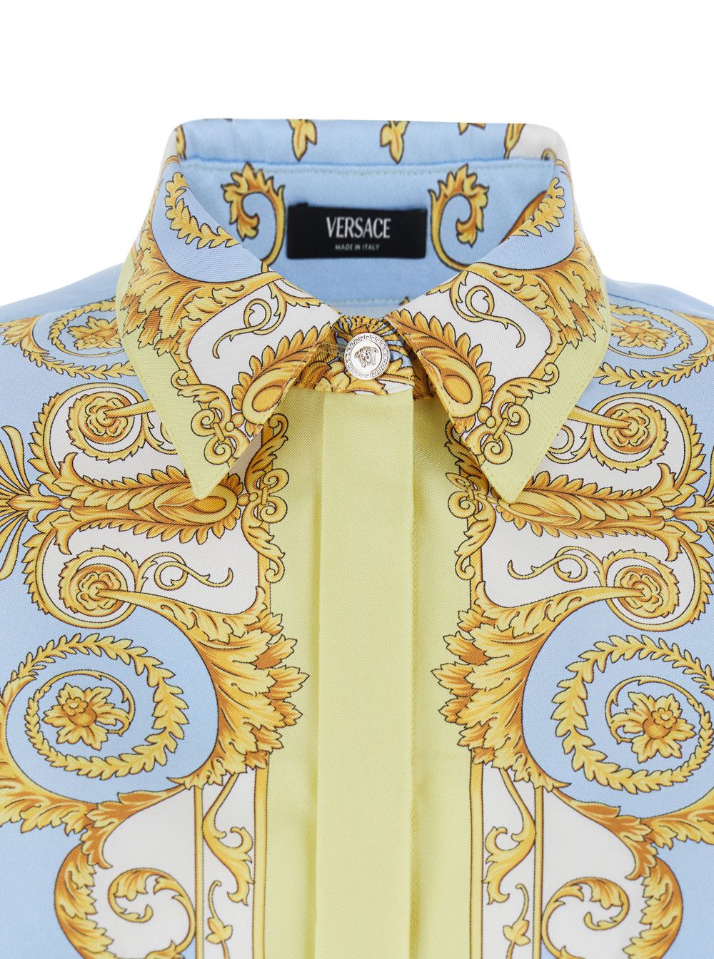 Versace Multicolor Long-Sleeved Shirt with Pointed Collar and All-Over Baroque Print in Silk for Women Size M / US 6-8 / IT 42-44 - 3 Thumbnail