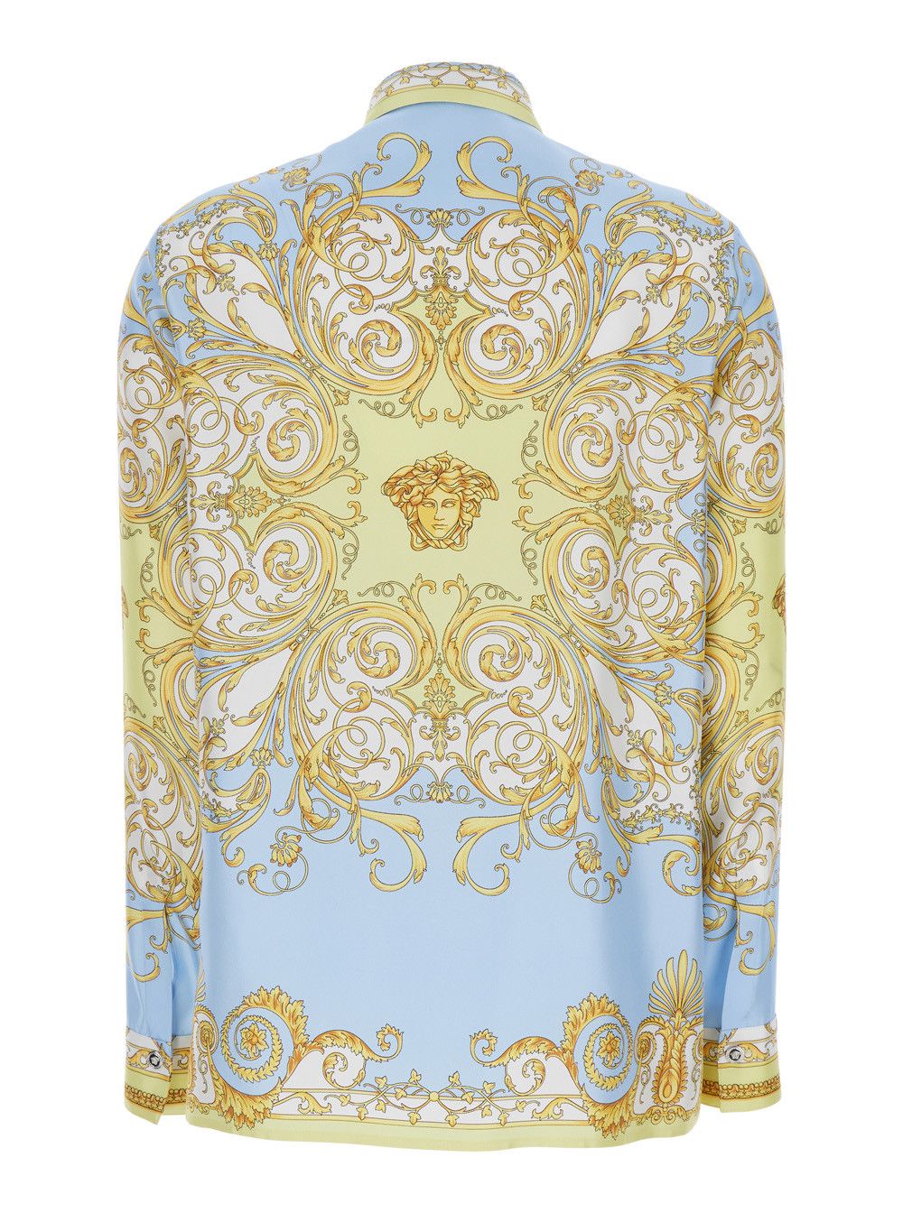 Versace Multicolor Long-Sleeved Shirt with Pointed Collar and All-Over Baroque Print in Silk for Women Size M / US 6-8 / IT 42-44 - 2 Thumbnail