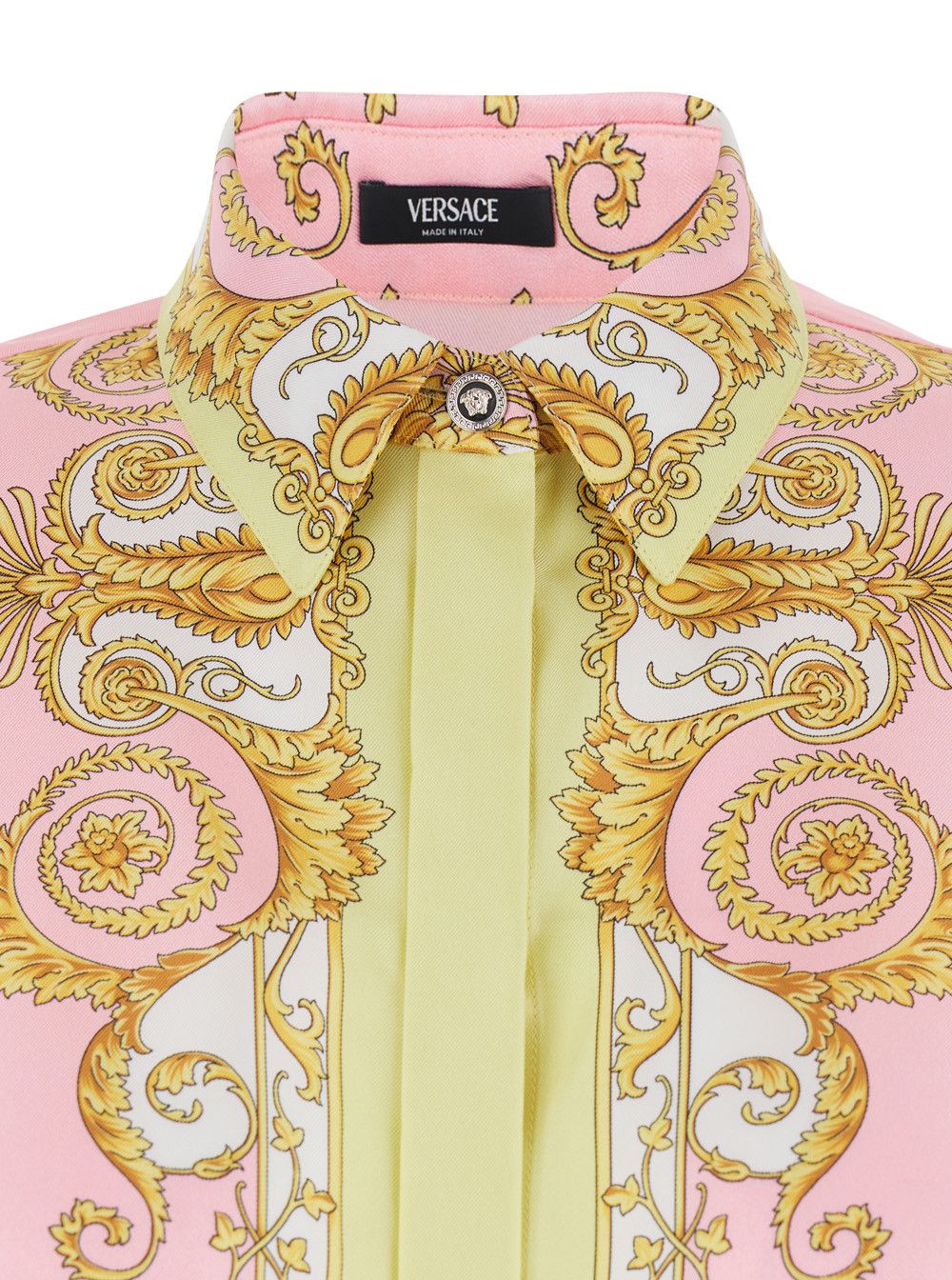 Versace Shirt with Pointed Collar and All-Over Baroque Print in Multicolor Silk for Women Size M / US 6-8 / IT 42-44 - 3 Thumbnail