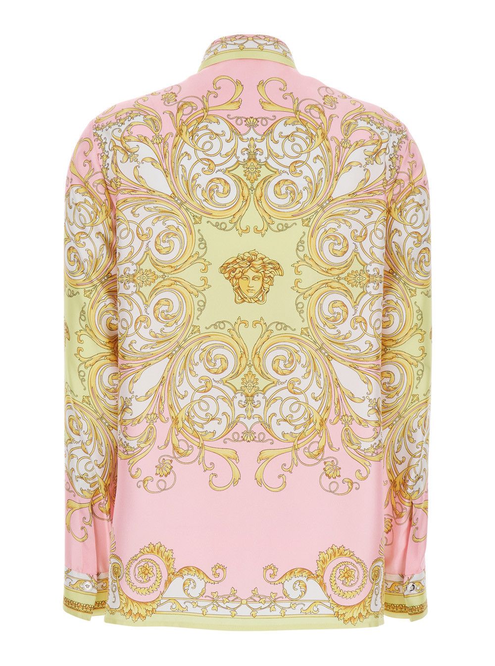 Versace Shirt with Pointed Collar and All-Over Baroque Print in Multicolor Silk for Women Size M / US 6-8 / IT 42-44 - 2 Thumbnail