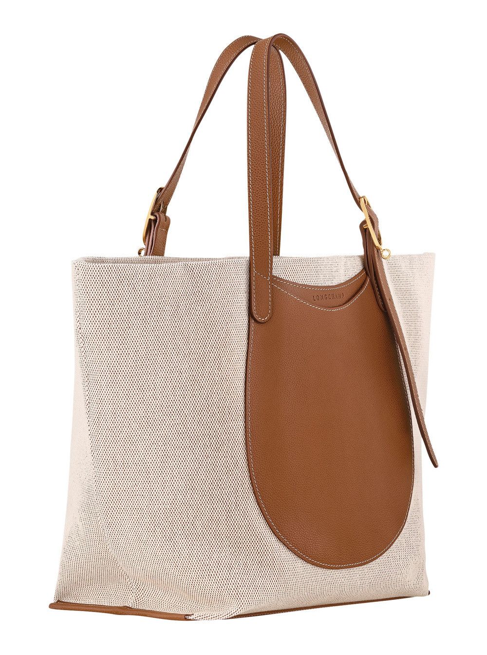 Longchamp Shoulder Bag 'Le Foulonné Toile' with Adjustable Handle and Logo Lettering on the Front in Leather and Brown Canvas for Women Size ONE SIZE - 2 Thumbnail