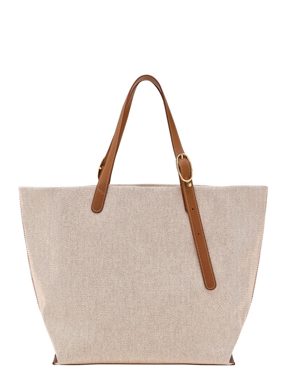 Longchamp Shoulder Bag 'Le Foulonné Toile' with Adjustable Handle and Logo Lettering on the Front in Leather and Brown Canvas for Women Size ONE SIZE - 3 Thumbnail