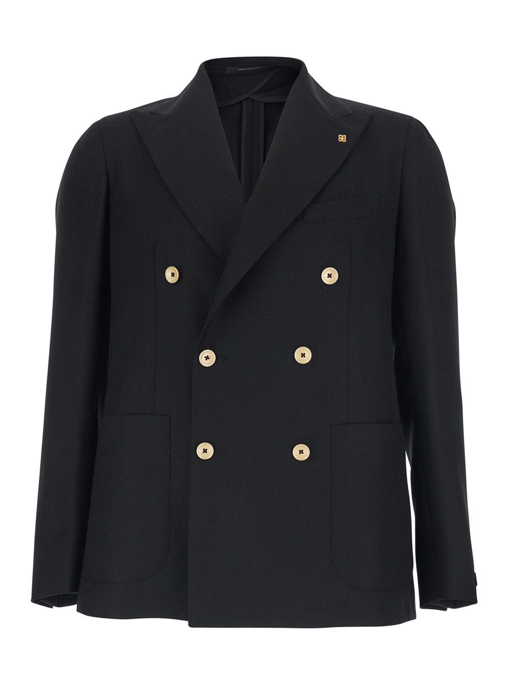 Tagliatore Black Double-breasted Jacket with Peak Revers and Jewel Buttons in Wool for Men Size US XL / EU 56 / 4 - 3 Thumbnail