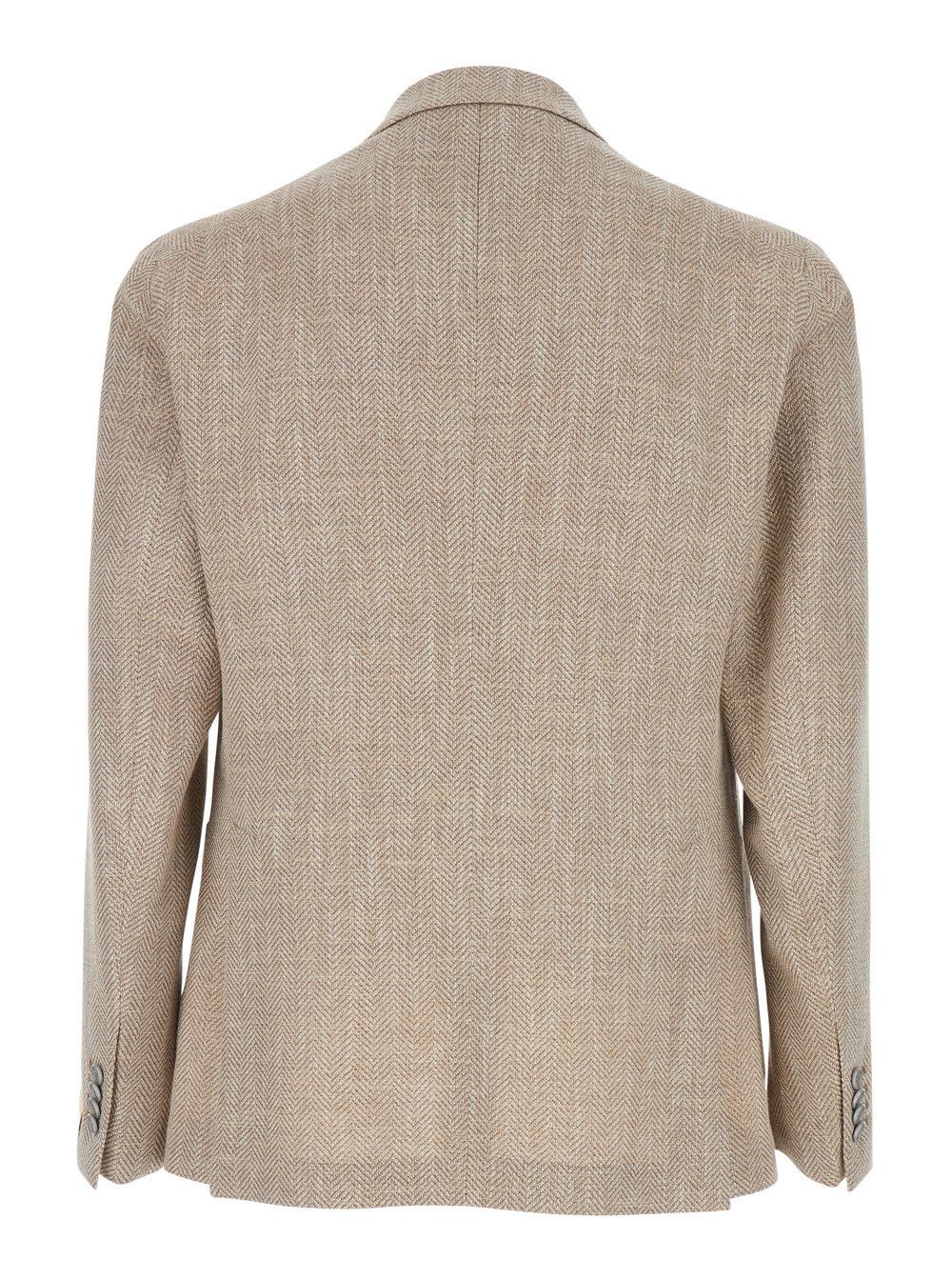 Tagliatore Beige Single-breasted Jacket with Notched Revers in Wool for Men Size US XL / EU 56 / 4 - 2 Thumbnail