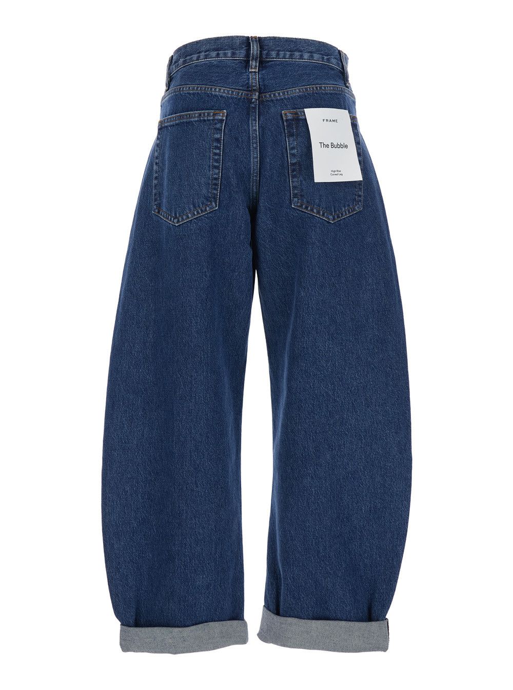 Frame Jeans 'The Bubble' with Cuffed Hem and Structured Leg in Blue Denim for Women Size 25" / US 0 / IT 36 - 2 Thumbnail