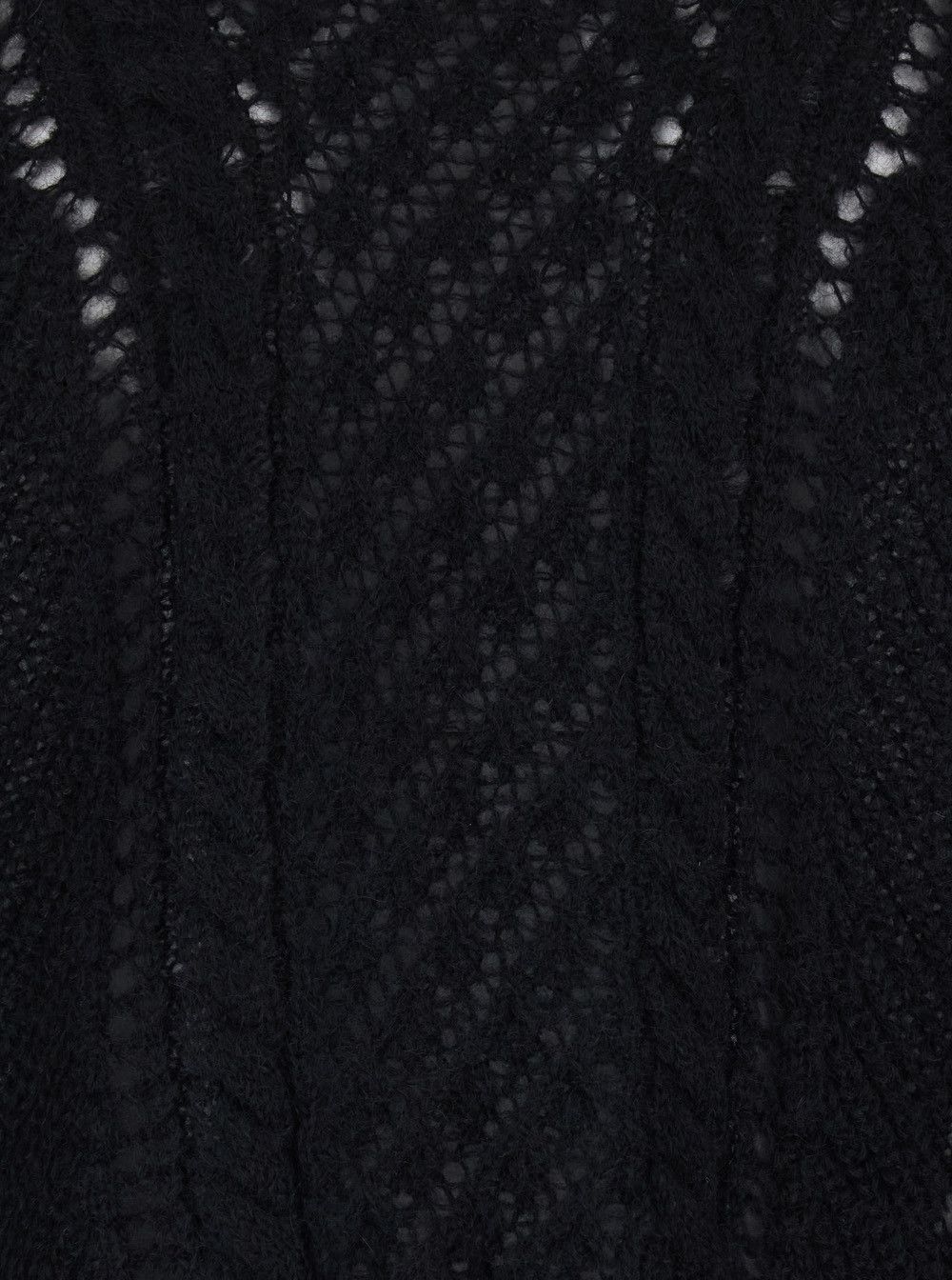 TWINSET Black Crewneck Sweater with Logo Plaque on the Rear and Perforated Design in Wool Woman Size M / US 6-8 / IT 42-44 - 3 Thumbnail