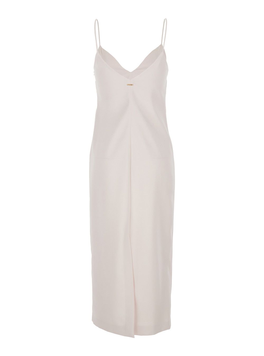 TWINSET Long Sleeveless Dress with V-Neck and Single Vent at the Back in Pink Fabric for Women Size M / US 6-8 / IT 42-44 - 2 Thumbnail