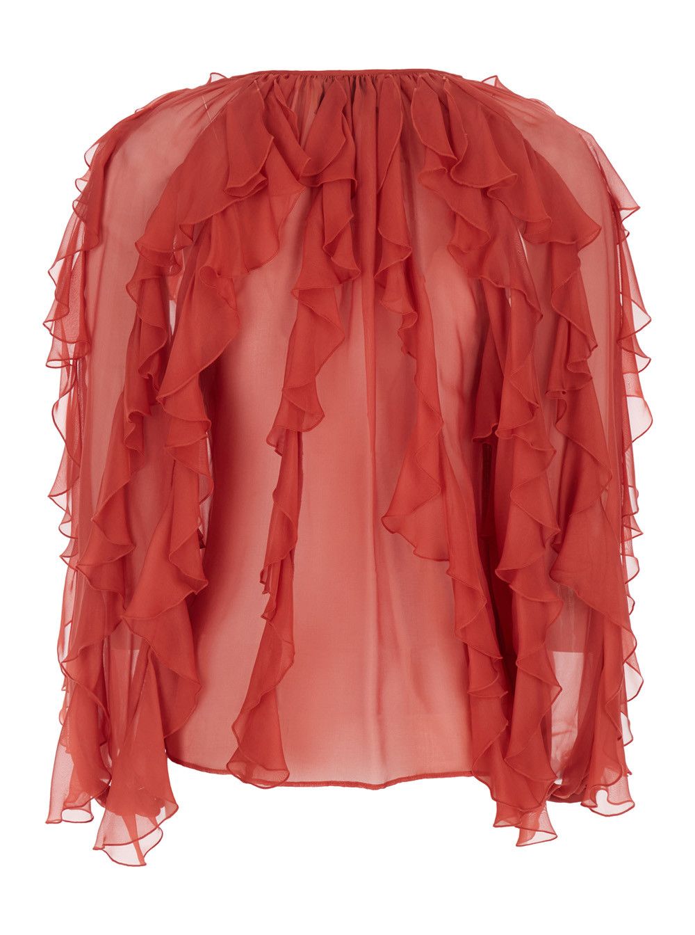 Missoni Blouse 'Canela' with V-Neck and Ruches Design in Red Viscose and Silk for Women Size M / US 6-8 / IT 42-44 - 2 Thumbnail