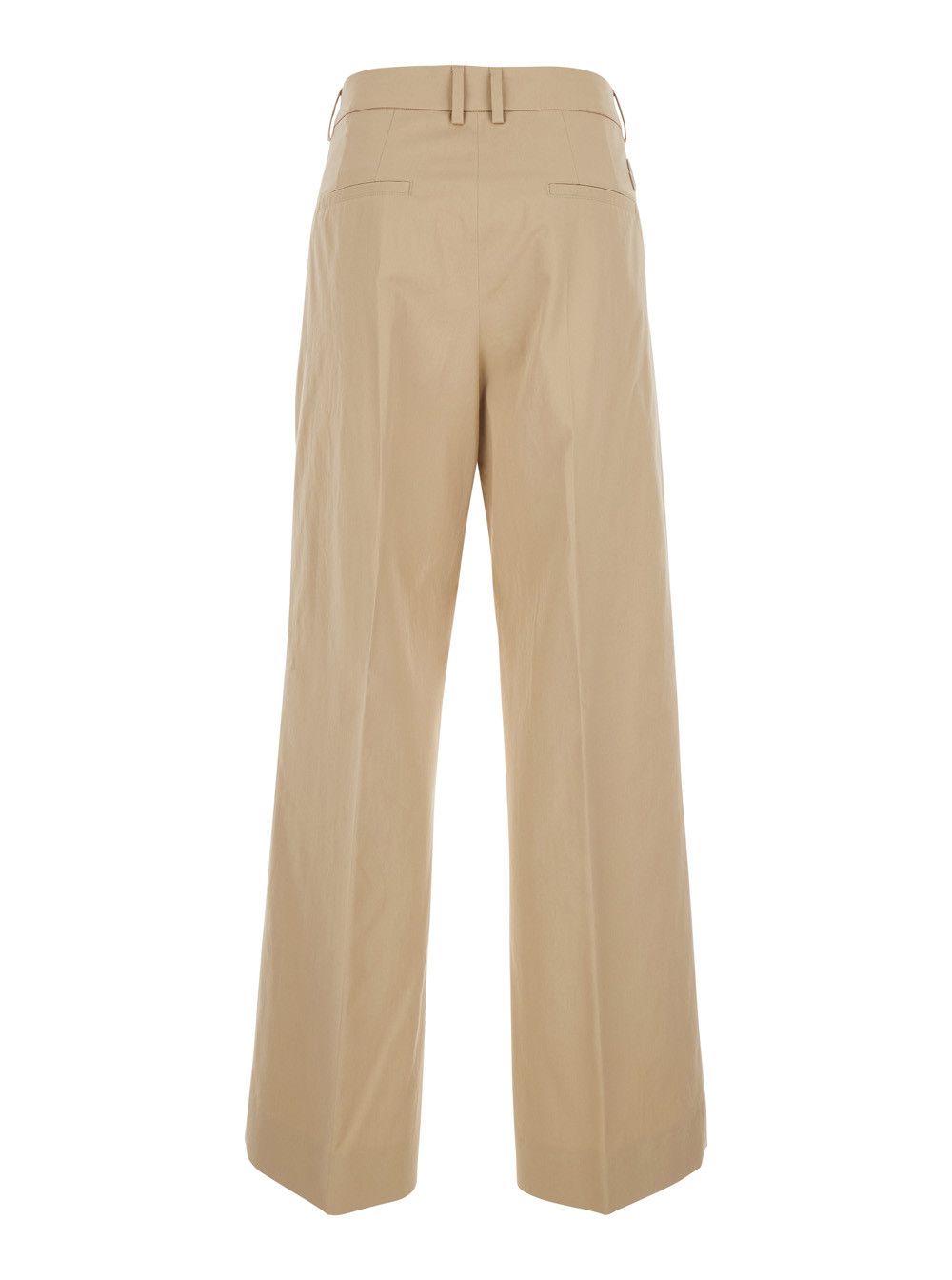 Moncler Michaela Beige Pants with Logo Patch on the Side and Pleats on the Front in Women's Cotton Blend Size 30" / US 8 / IT 44 - 2 Thumbnail
