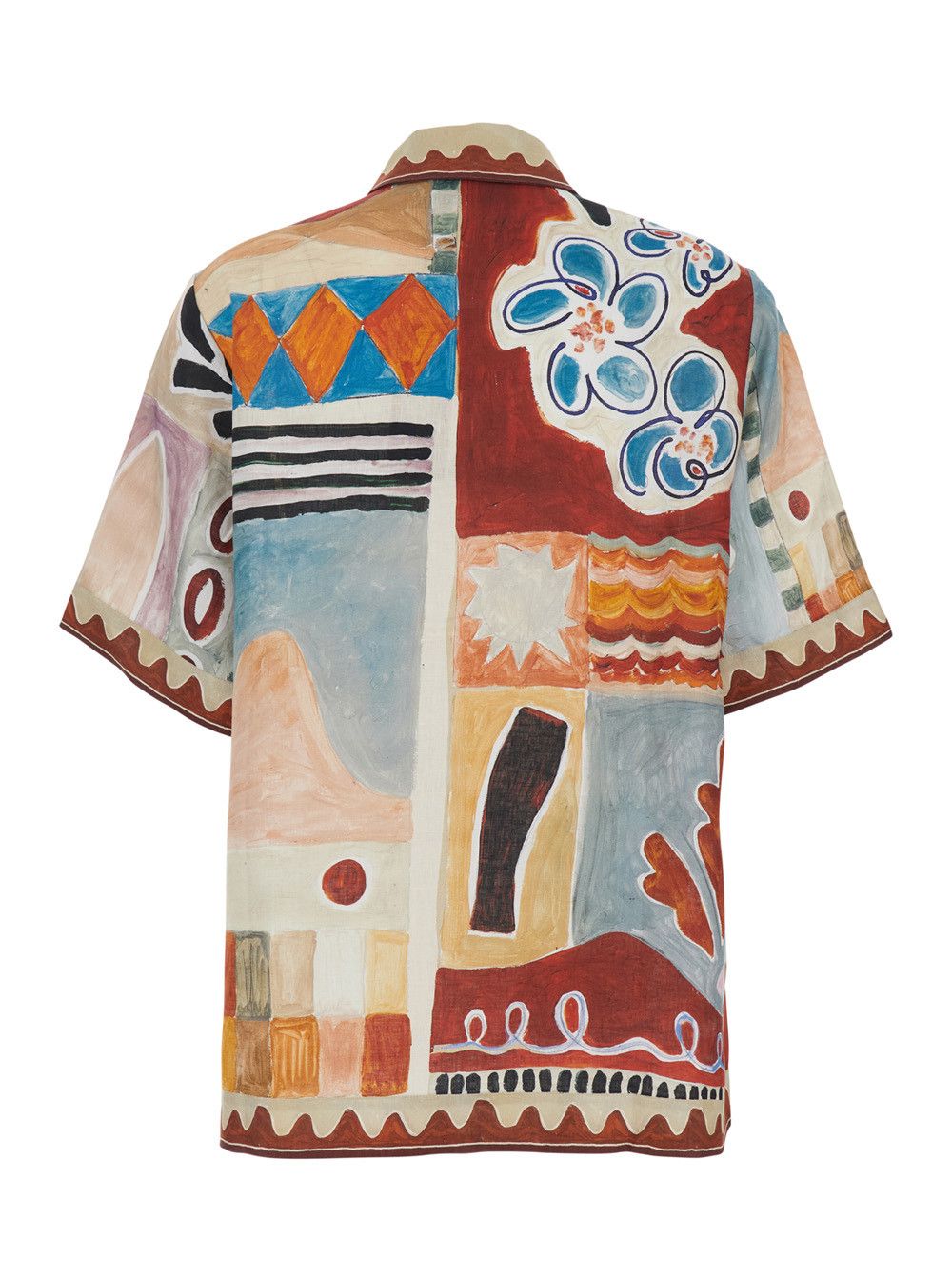 ALEMAIS 'Michelle' Multicolor Shirt with Classic Collar and All-Over Geometric Motif in Linen for Women Size S / US 4 / IT 40 - 2 Thumbnail