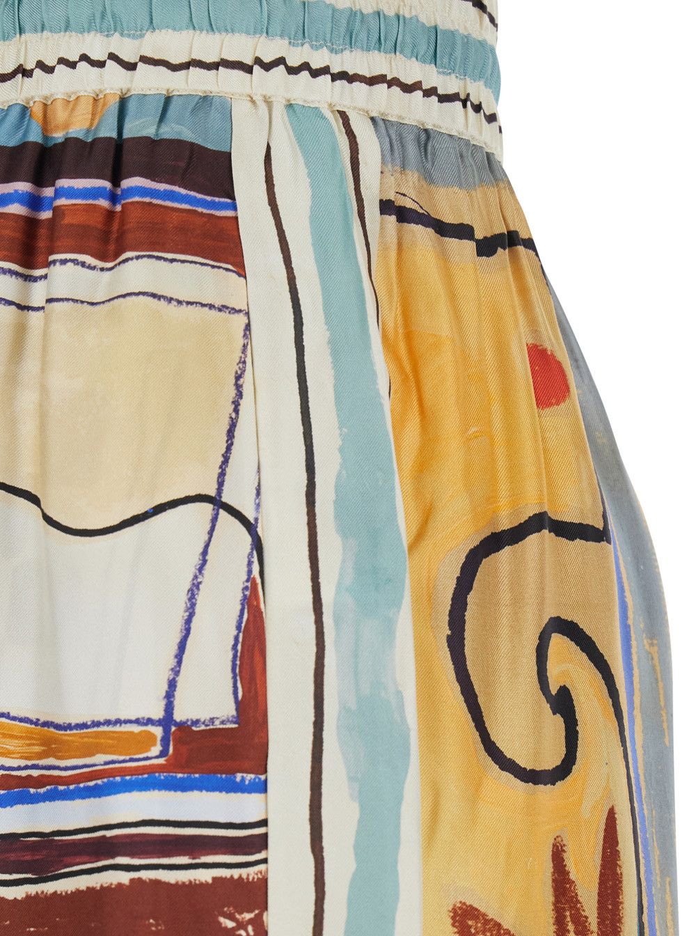ALEMAIS 'Michelle' Multicolor Pants with Drawstring Waist and All-Over Geometric Motif in Silk for Women Size 26" / US 2 / IT 38 - 3 Thumbnail