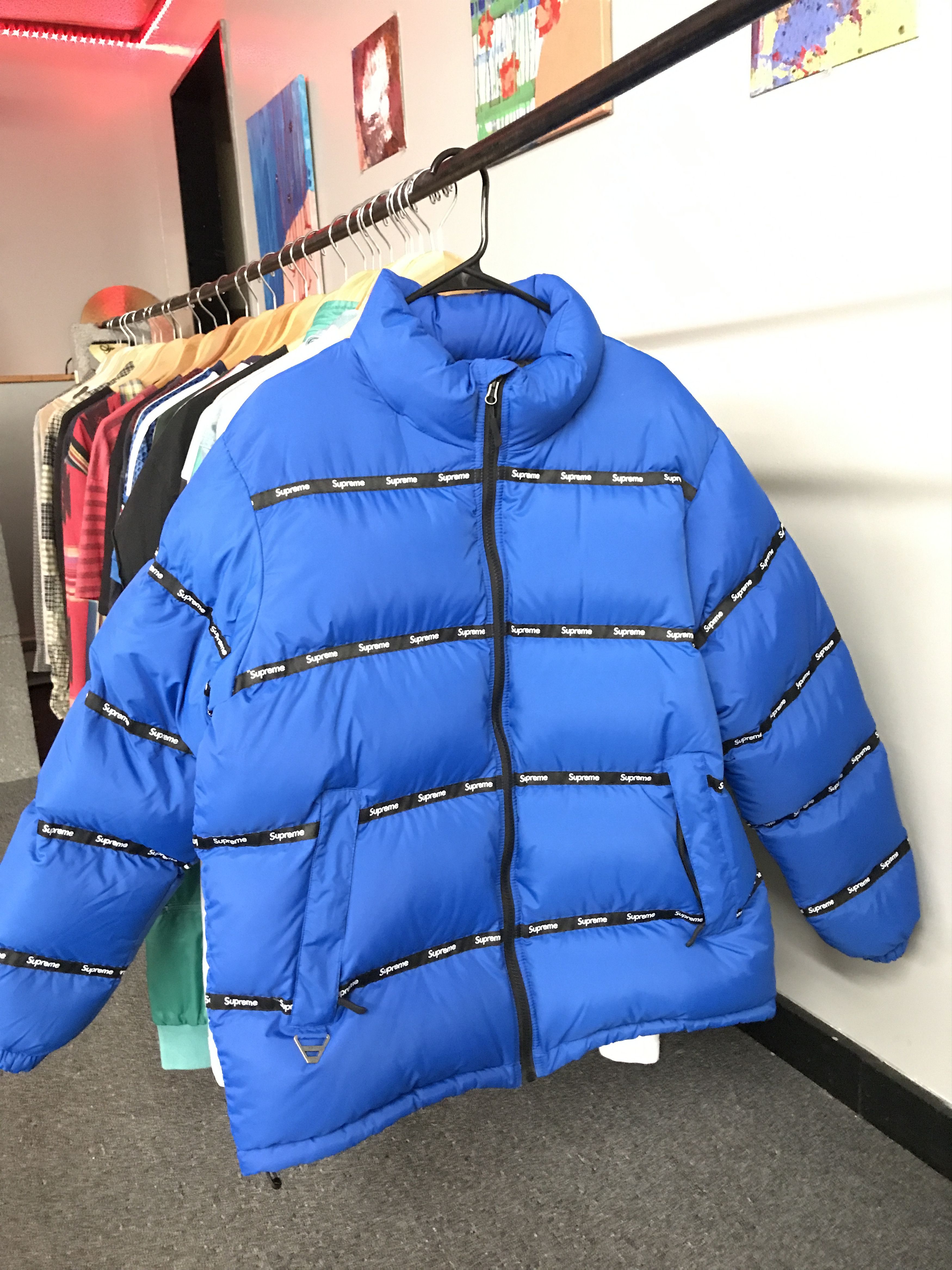 Supreme FW16 Supreme Logo Tape Puffy Jacket | Grailed