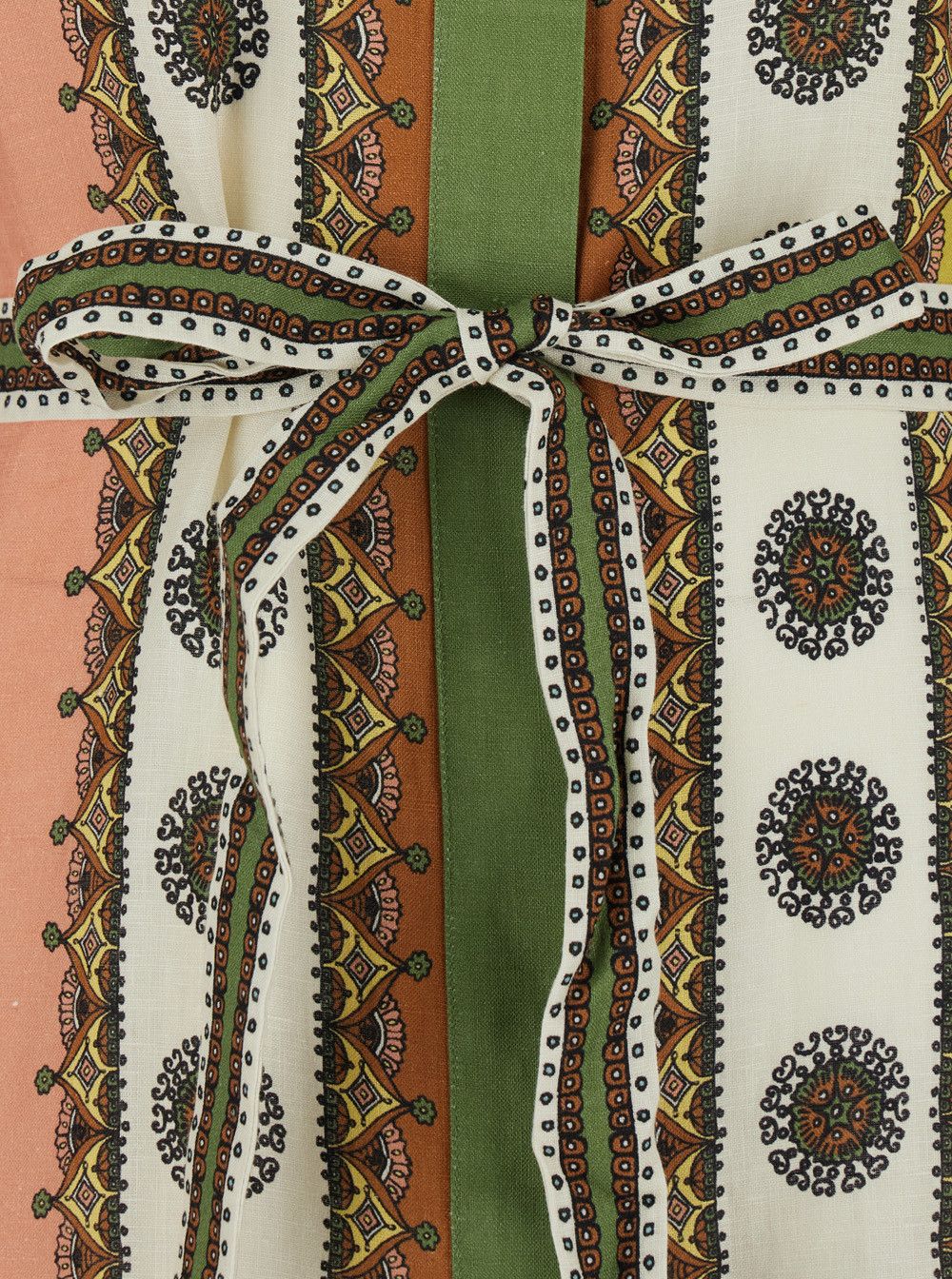 ALEMAIS 'Contina' Multicolor Long Dress with Front Belt and All-Over Print in Linen for Women Size S / US 4 / IT 40 - 3 Thumbnail