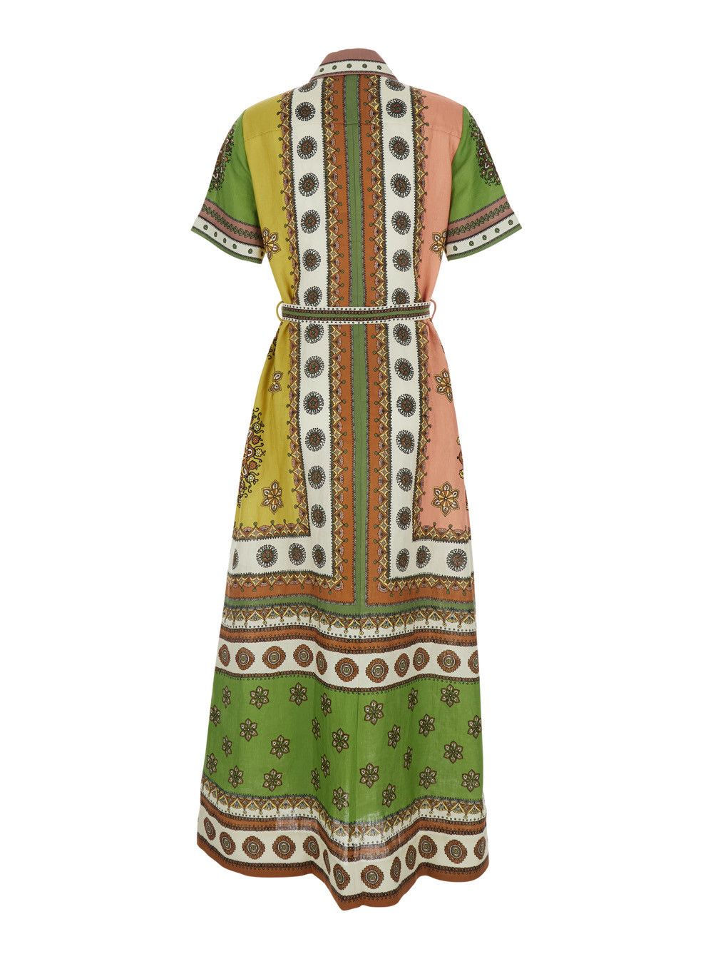 ALEMAIS 'Contina' Multicolor Long Dress with Front Belt and All-Over Print in Linen for Women Size S / US 4 / IT 40 - 2 Thumbnail