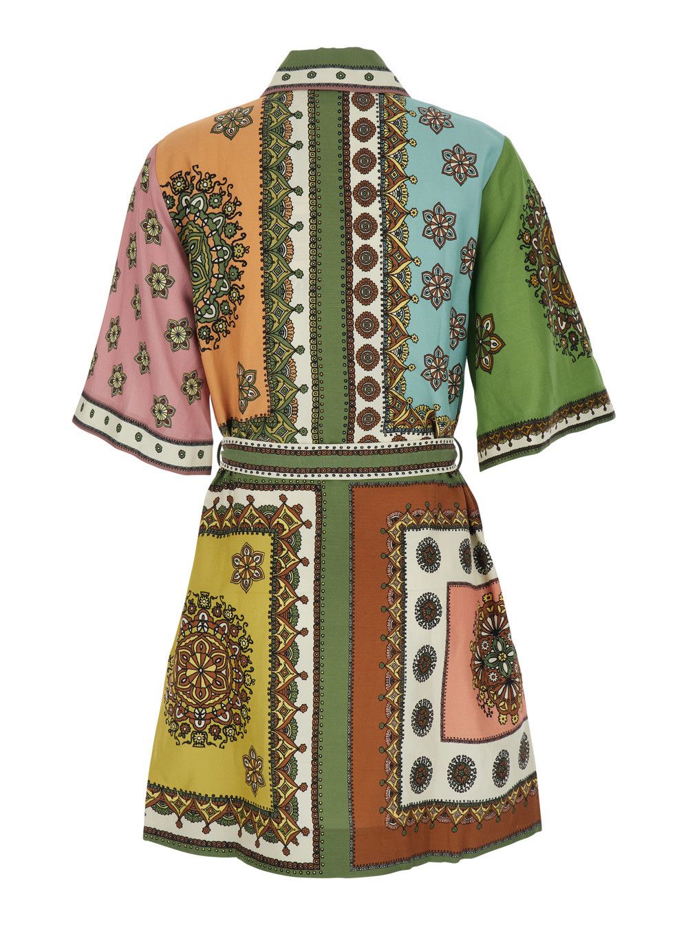 ALEMAIS 'Contina' Multicolor Mini Dress with Front Belt and All-Over Print in Viscose Blend for Women Size M / US 6-8 / IT 42-44 - 2 Thumbnail