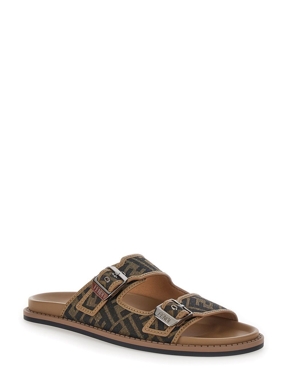 Fendi 'Fendi Feel' Brown Sandal with FF Print in Leather Woman Size US 8 / EU 41 - 2 Thumbnail