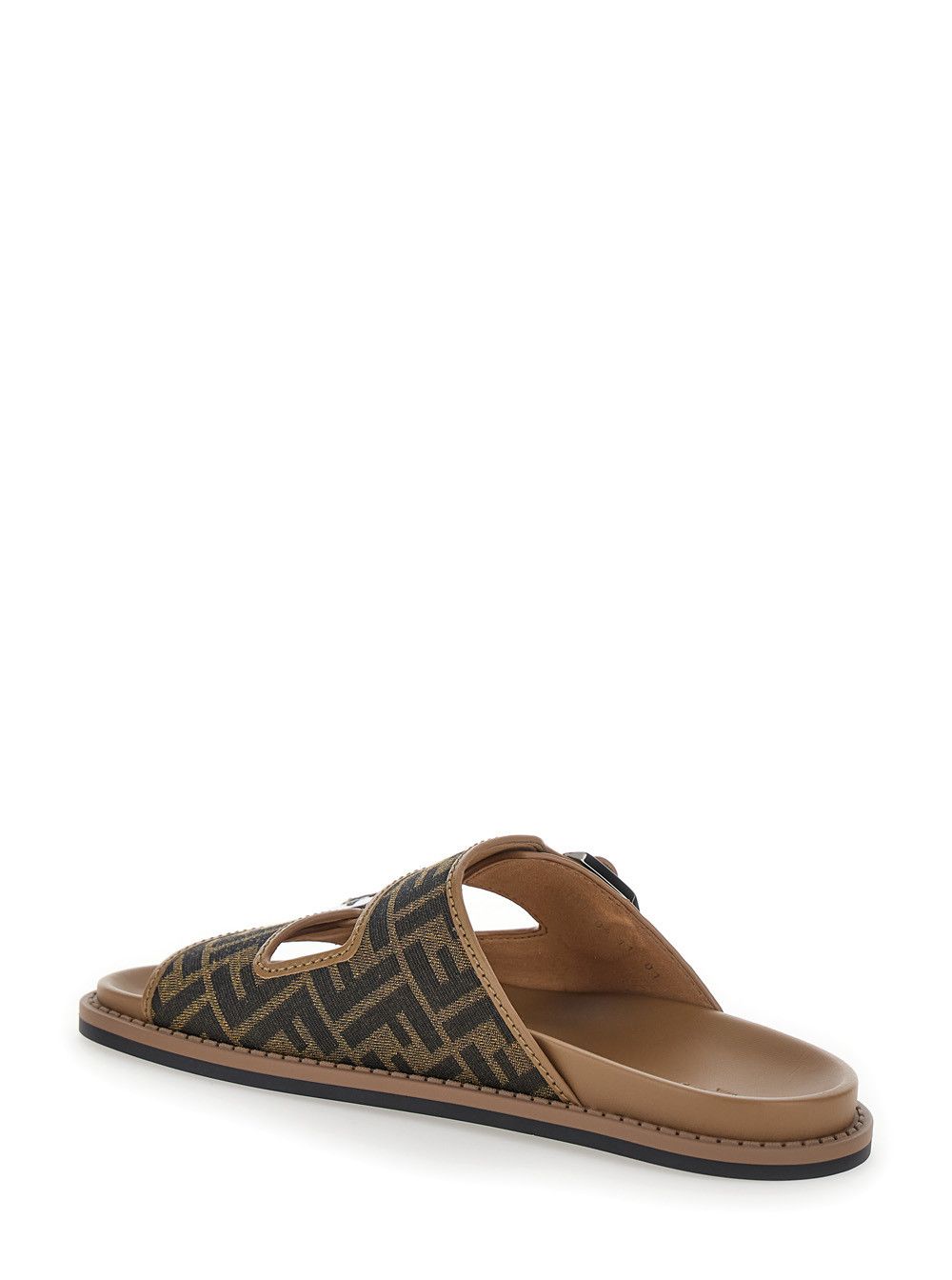 Fendi 'Fendi Feel' Brown Sandal with FF Print in Leather Woman Size US 8 / EU 41 - 3 Thumbnail