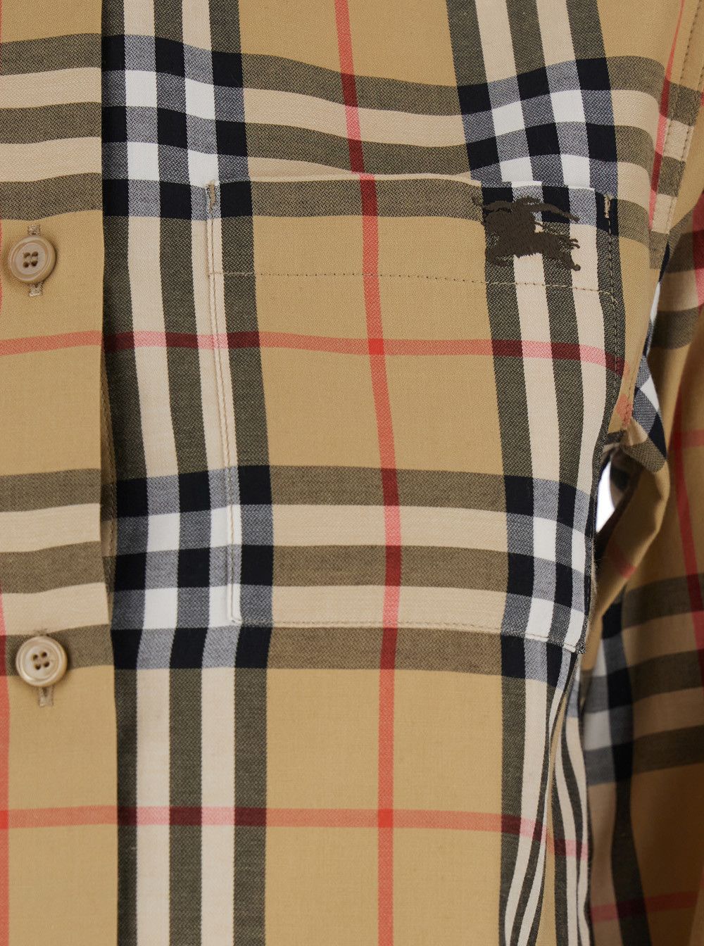 Burberry 'Emma' Beige Shirt with EKD Embroidery on the Front and All-Over Check Motif in Cotton Woman Size S / US 4 / IT 40 - 3 Thumbnail