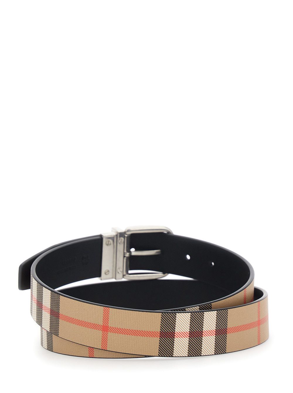 Burberry Beige Reversible Belt with All-Over Check Motif in Leather Man Size ONE SIZE - 3 Thumbnail