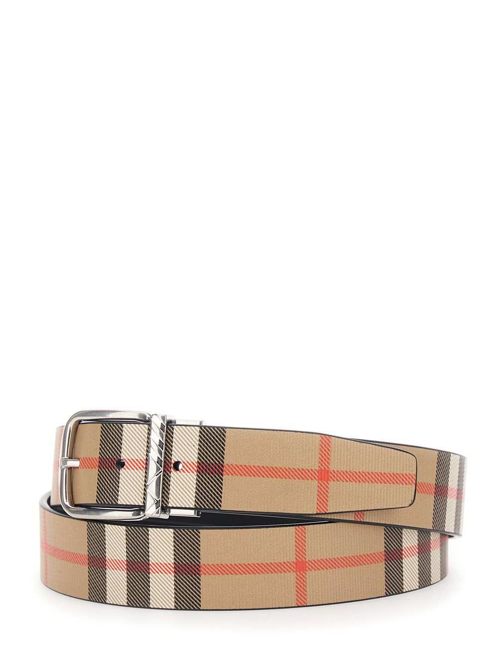 Burberry Beige Reversible Belt with All-Over Check Motif in Leather Man Size ONE SIZE - 2 Thumbnail