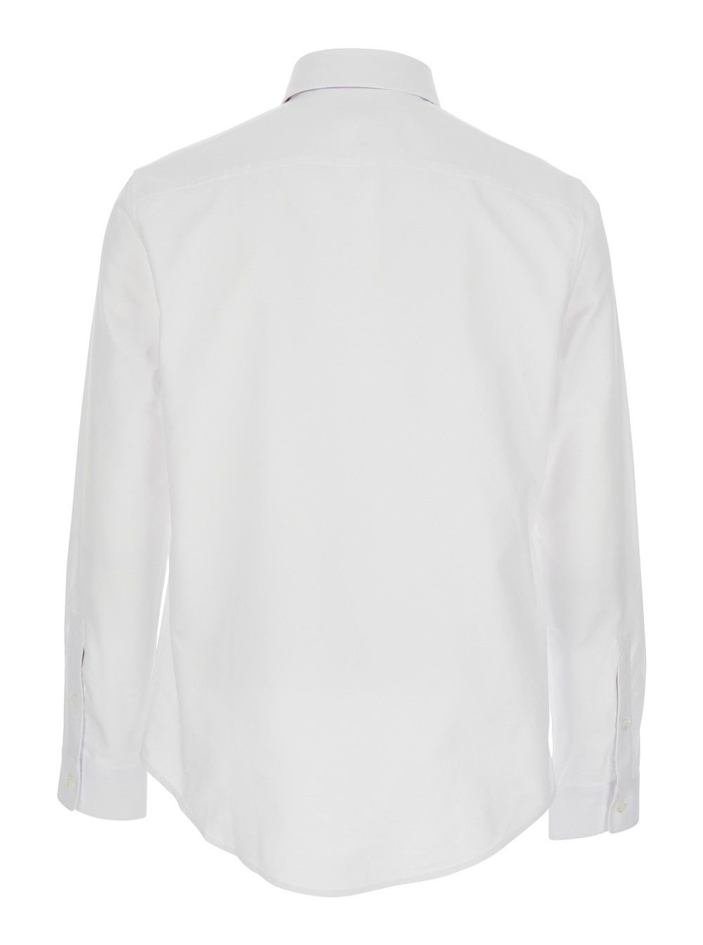 White Shirt with Button Down Collar in Cotton Man