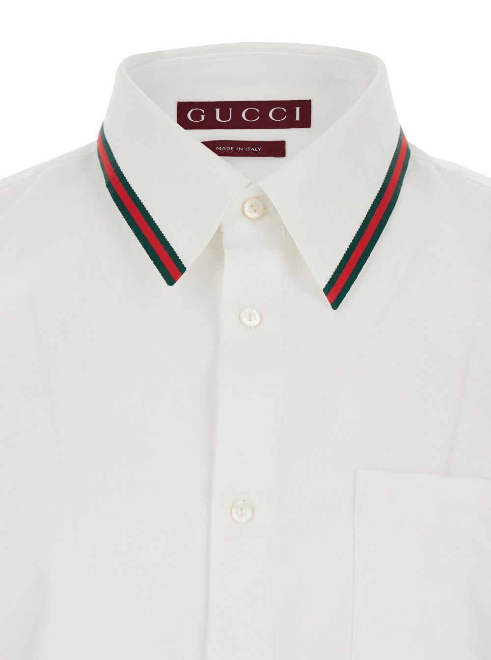Gucci White Shirt with Web Collar in Cotton for Men Size US L / EU 52-54 / 3 - 3 Thumbnail