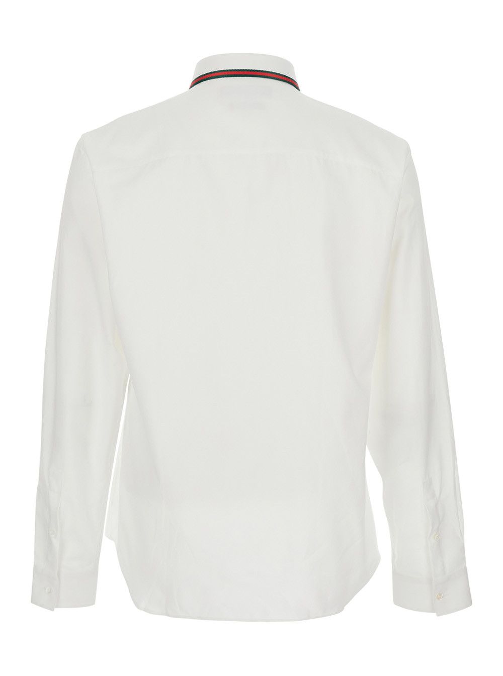 Gucci White Shirt with Web Collar in Cotton for Men Size US L / EU 52-54 / 3 - 2 Thumbnail
