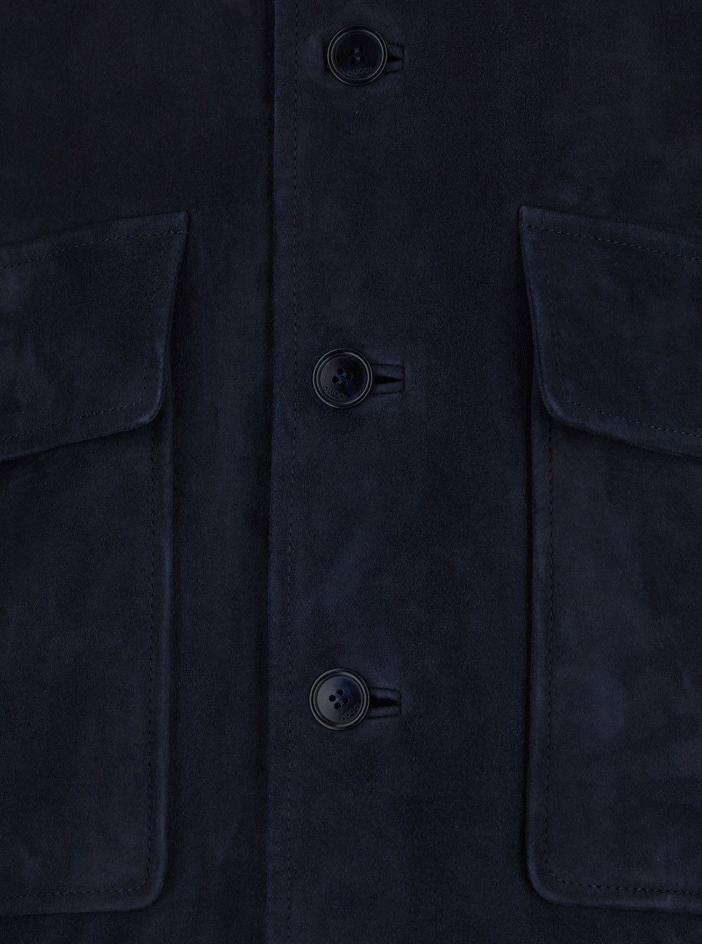 Gucci Blue High Collar Jacket with Web Detail in Suede for Men Size US L / EU 52-54 / 3 - 3 Thumbnail