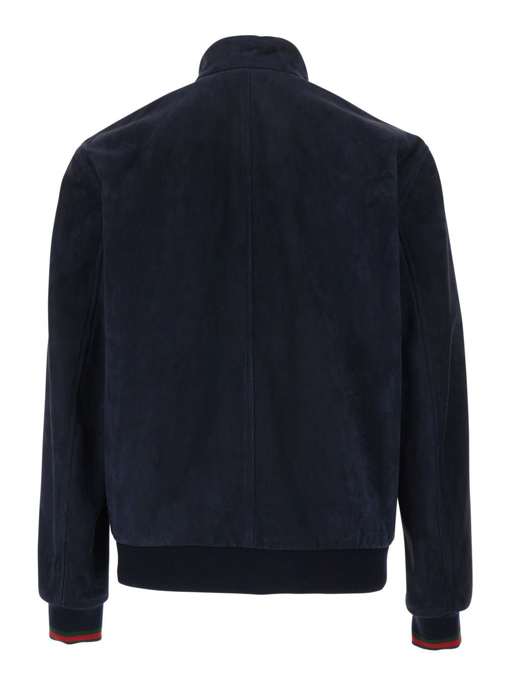 Gucci Blue High Collar Jacket with Web Detail in Suede for Men Size US L / EU 52-54 / 3 - 2 Thumbnail