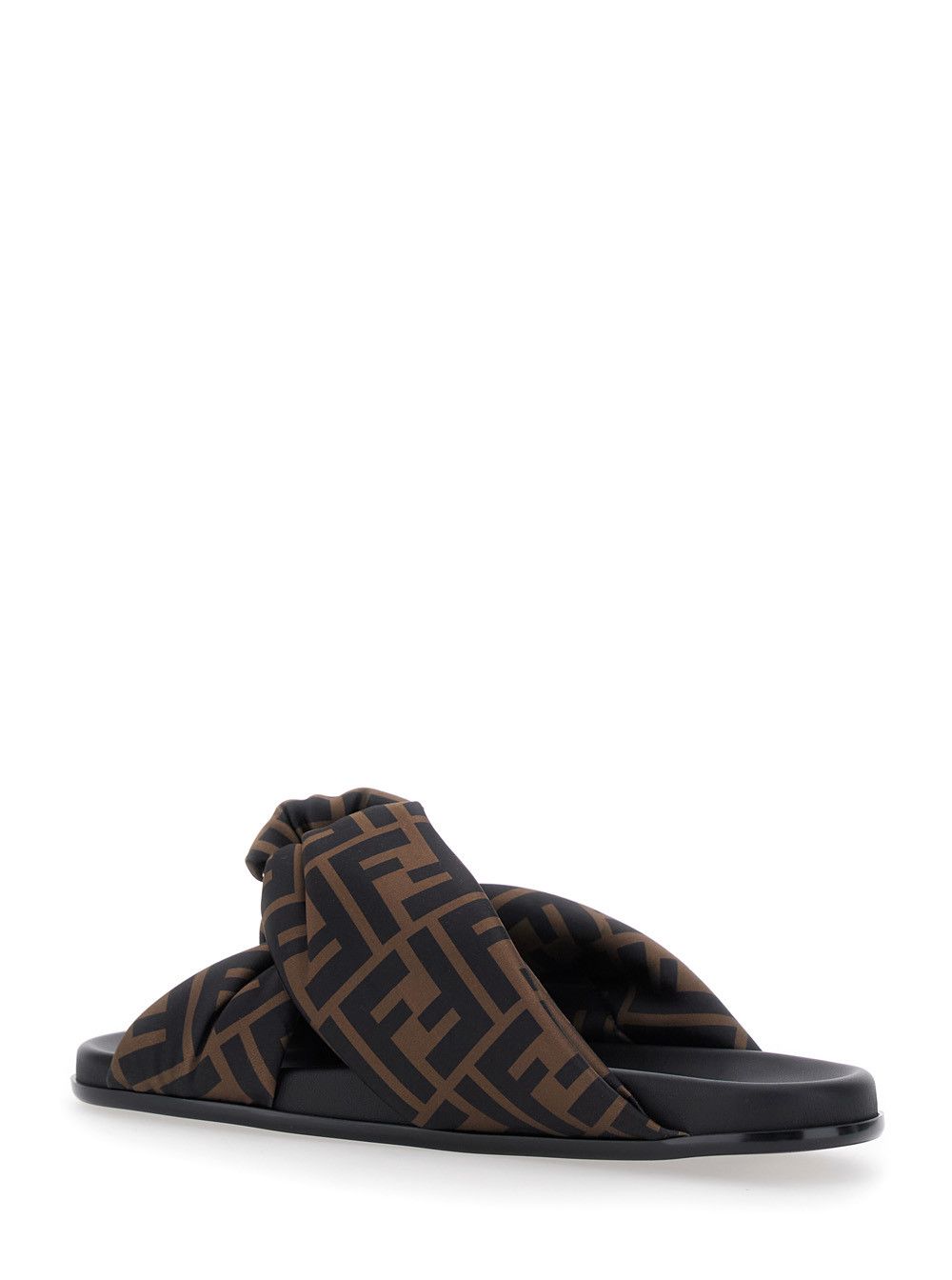 Fendi Brown Feel Slide Sandals with Double Padded Strap and FF Motif in Tech Fabric for Women Size US 10 / IT 40 - 3 Thumbnail