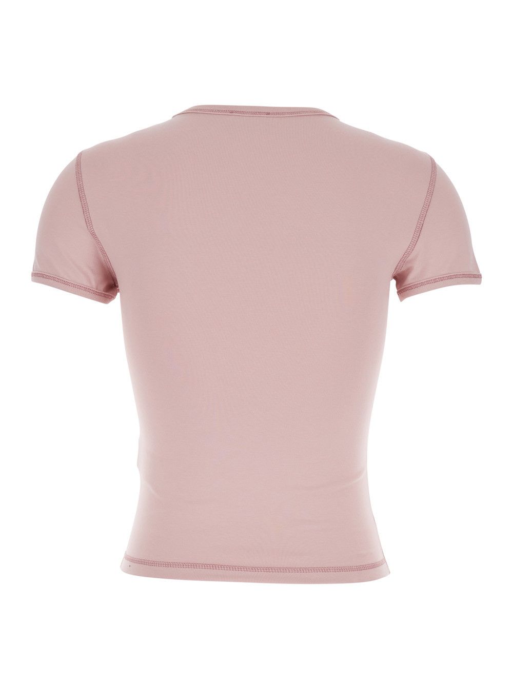 Diesel Round Neck T-Shirt with Front Print and Bead Details in Pink Cotton for Women Size M / US 6-8 / IT 42-44 - 2 Thumbnail