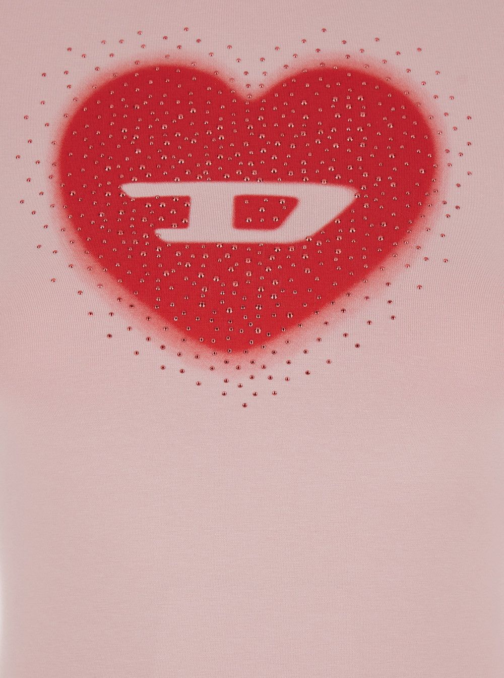 Diesel Round Neck T-Shirt with Front Print and Bead Details in Pink Cotton for Women Size S / US 4 / IT 40 - 3 Thumbnail