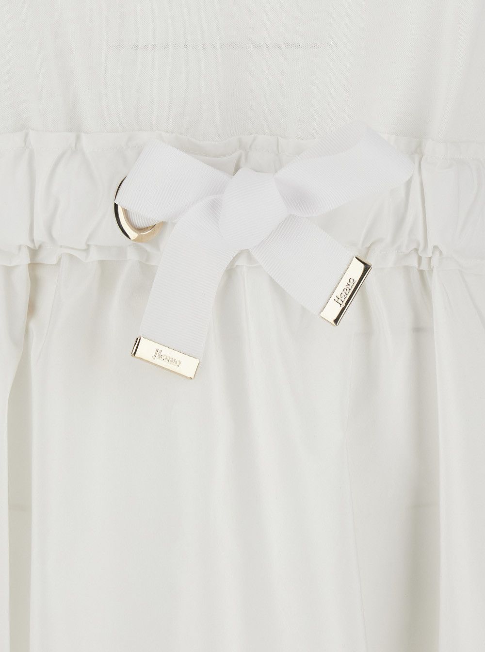 Herno Long Dress with Bow on the Front in White Tech Fabric for Women Size M / US 6-8 / IT 42-44 - 3 Thumbnail