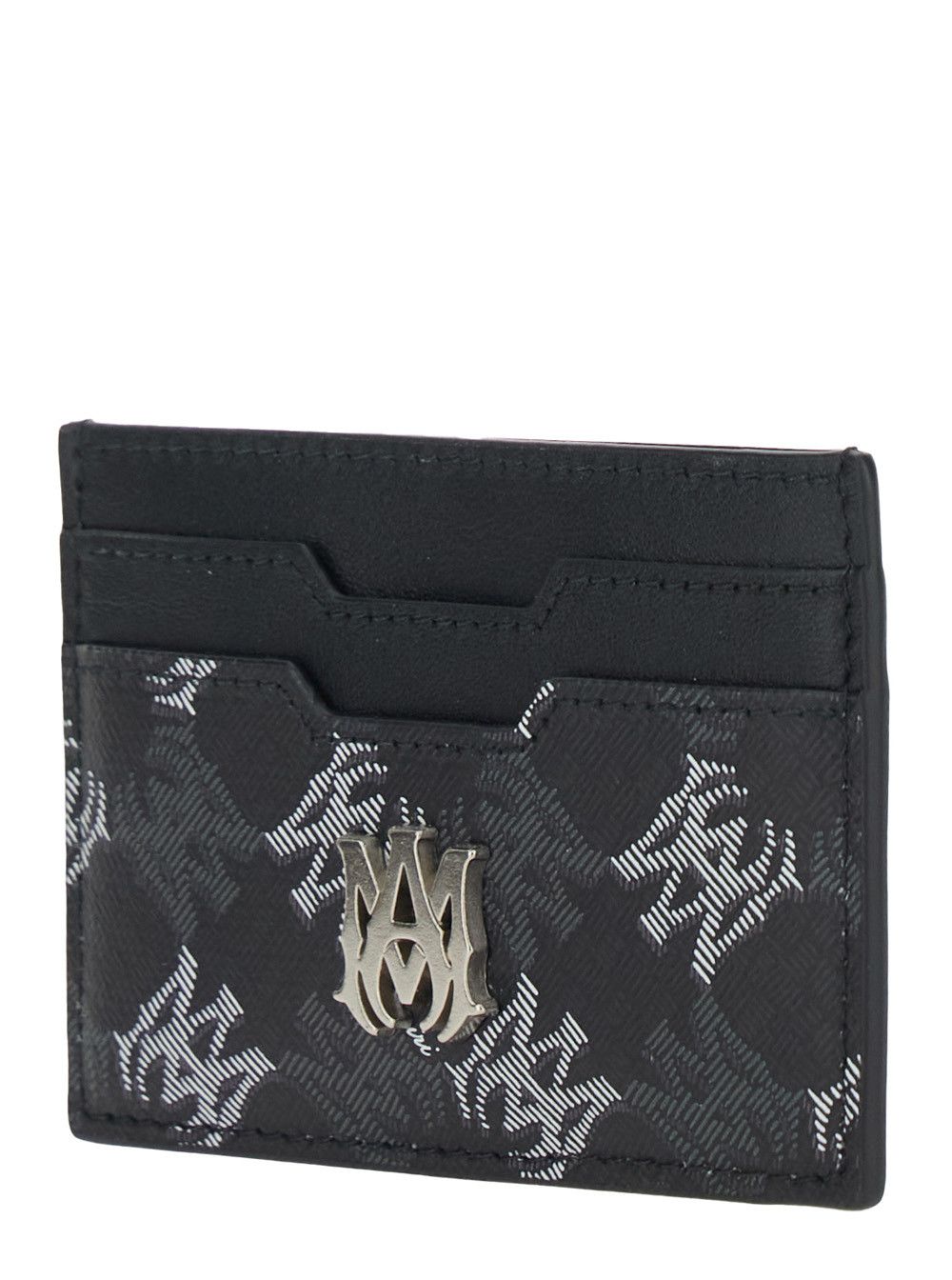 Amiri Black Leather Card Holder with All-Over Logo for Women Size ONE SIZE - 2 Thumbnail
